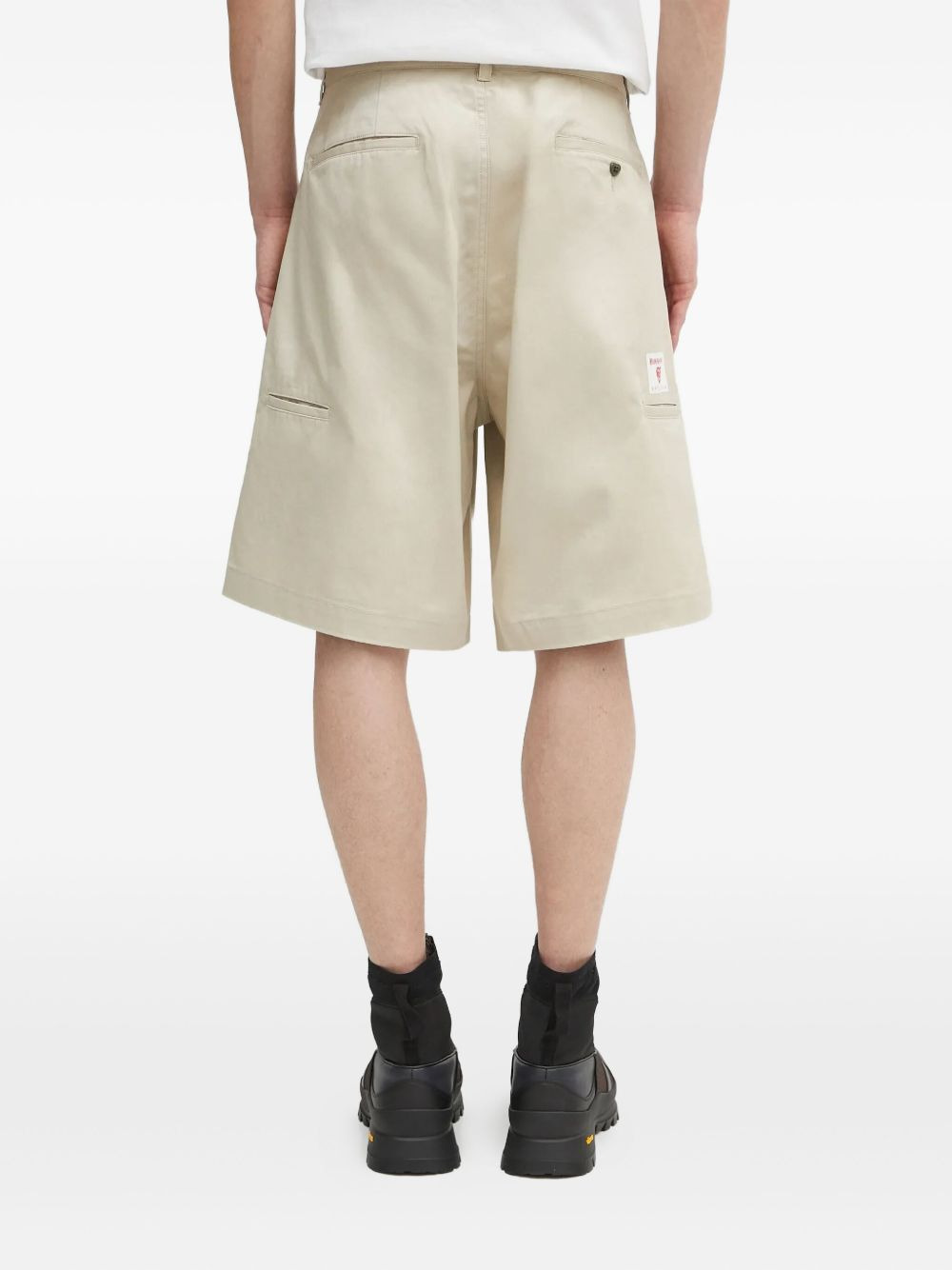 pleat-detail cotton shorts - 4