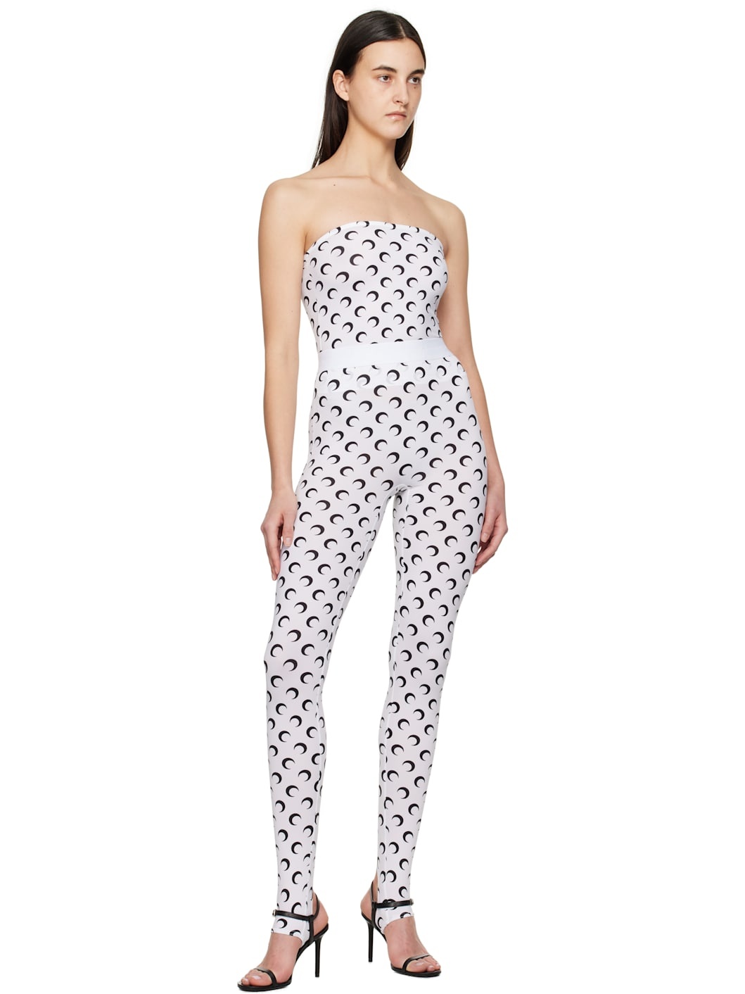 White Moon Printed Jersey Second Skin Tube Top - 5