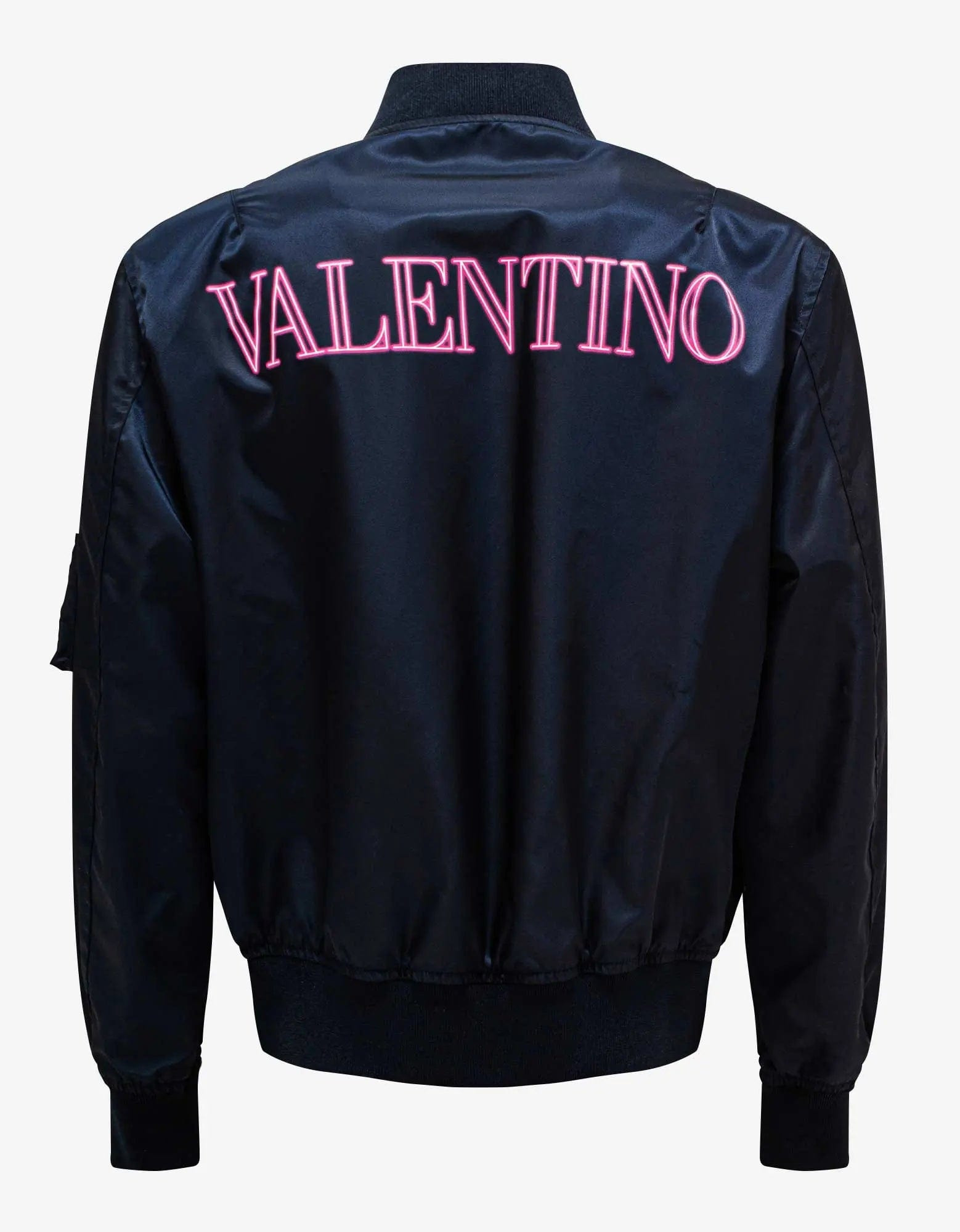 Valentino Navy Blue Neon Universe Logo Bomber Jacket - 2