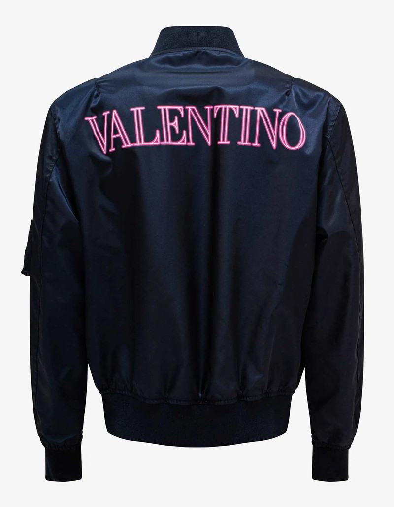 Valentino Valentino Navy Blue Neon Universe Logo Bomber Jacket outlook