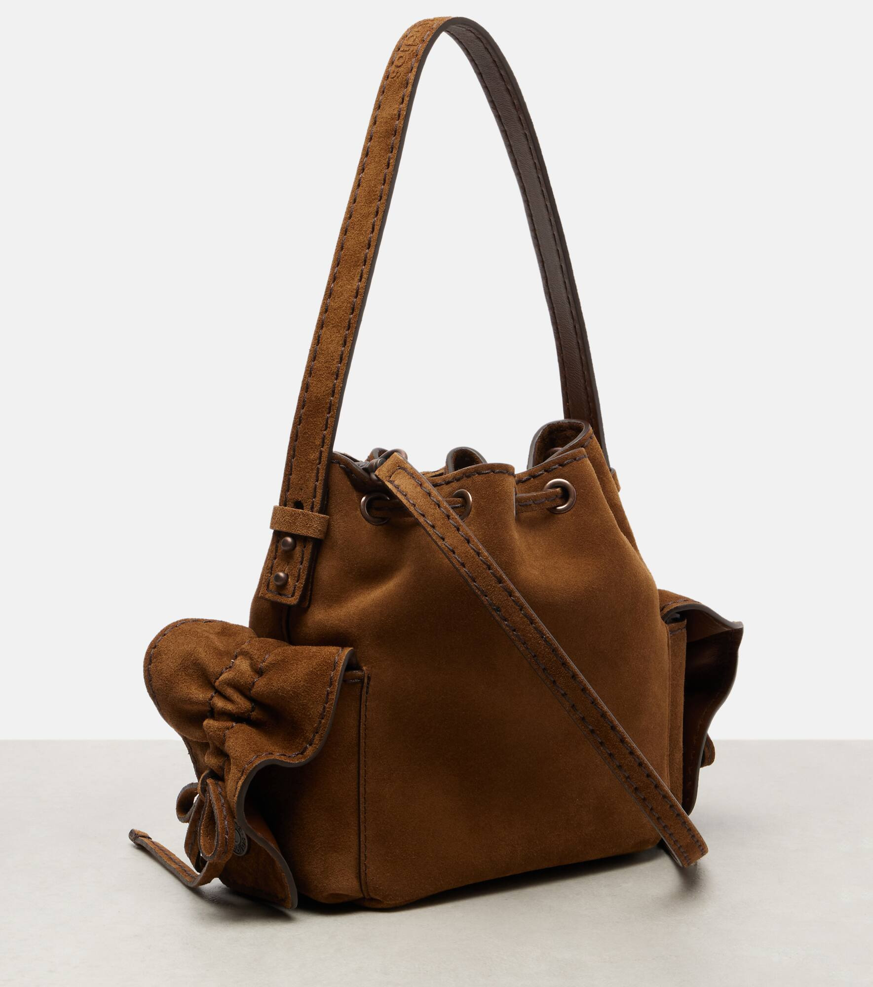 Multipocket Mini suede bucket bag - 4