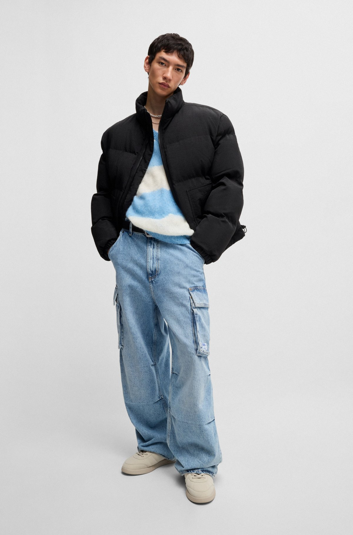 SLIM-FIT WATER-REPELLENT PUFFER JACKET WITH LOGO LABEL - 3