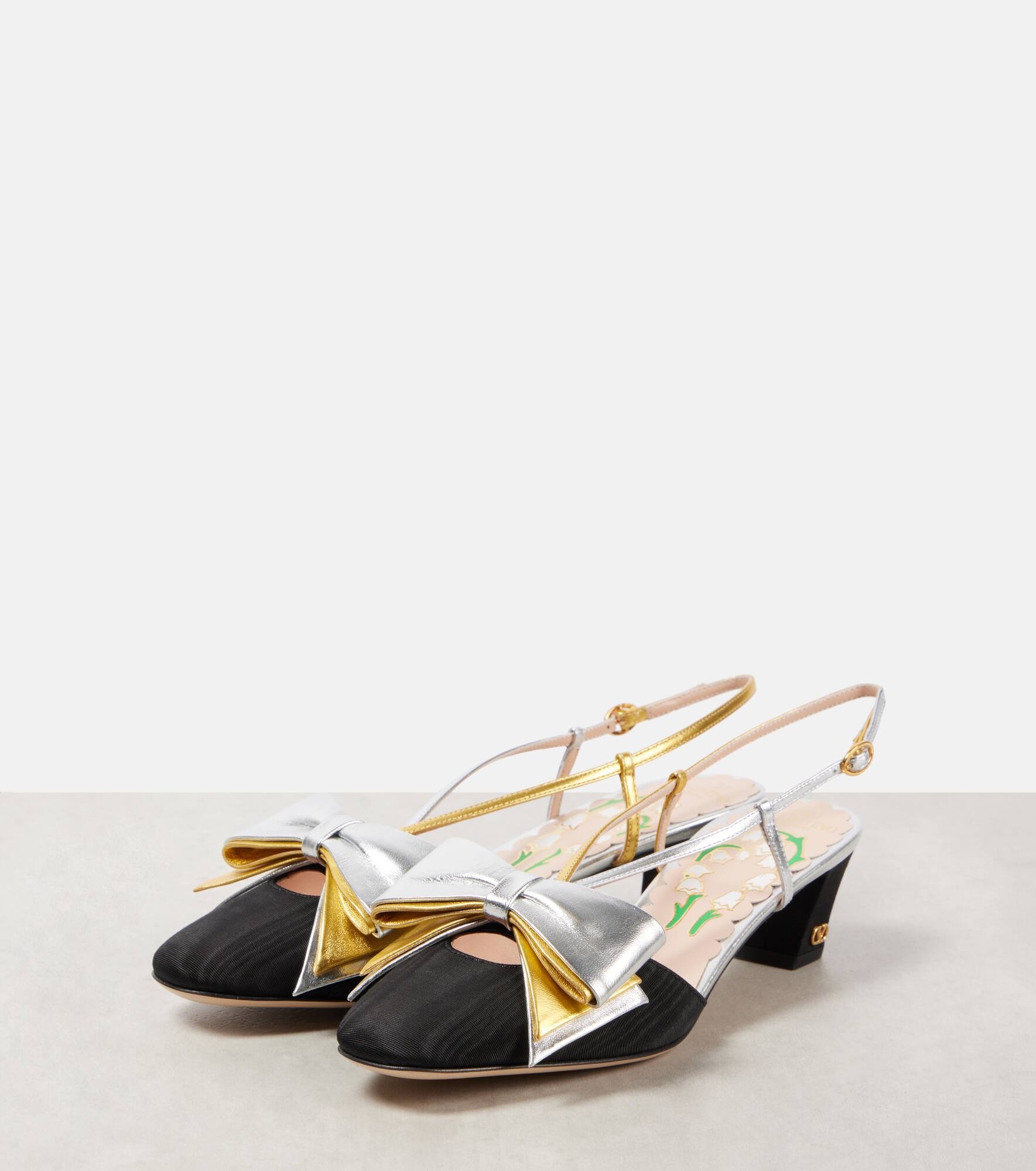 Bowow 45 moiré and leather slingback pumps - 4