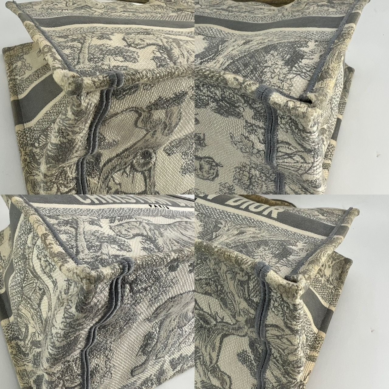 CHRISTIAN DIOR Canvas Embroidered Medium Dioriviera Grey Tote - 14