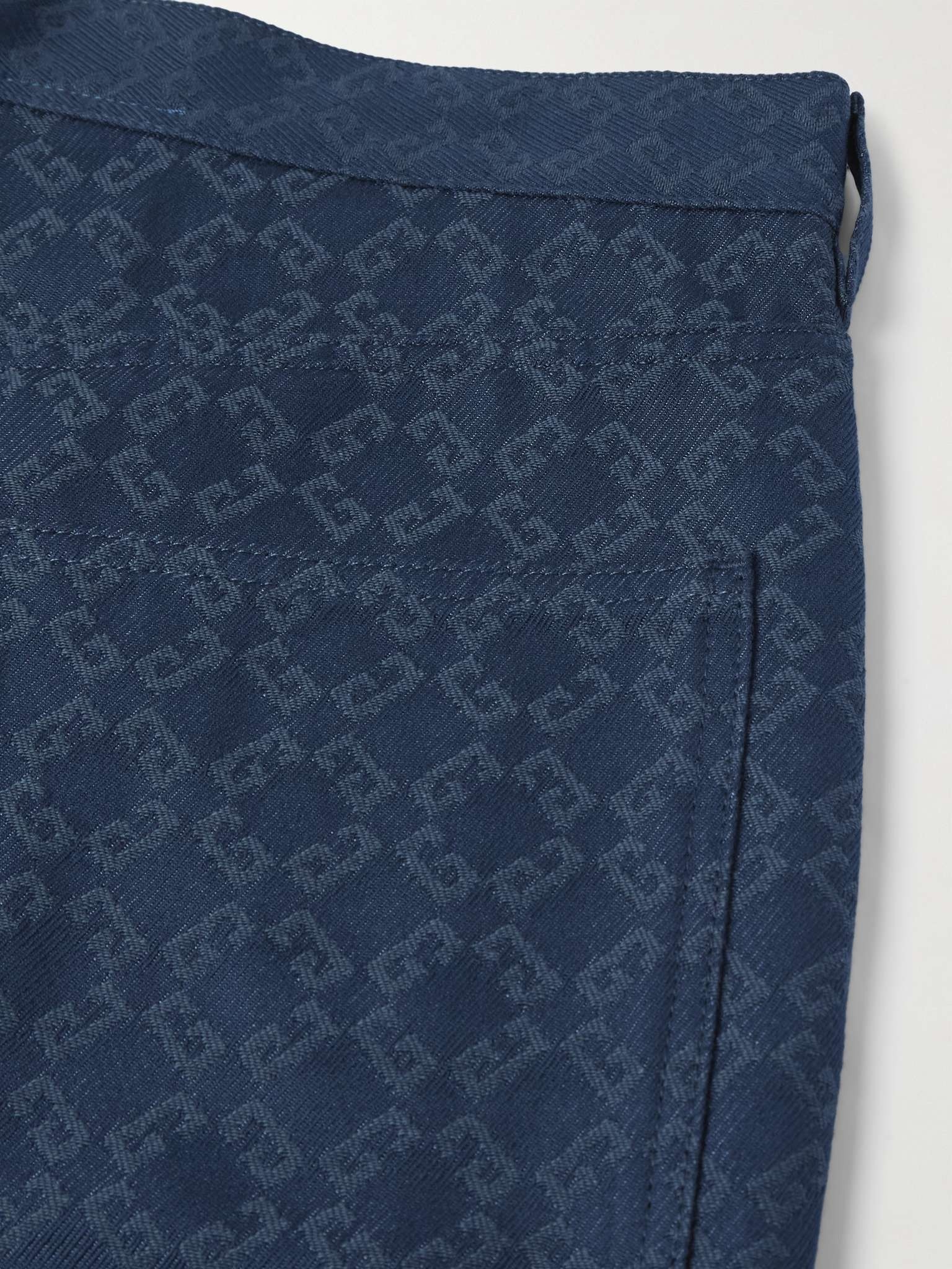 Straight-Leg Logo-Jacquard Cotton-Blend Trousers - 5