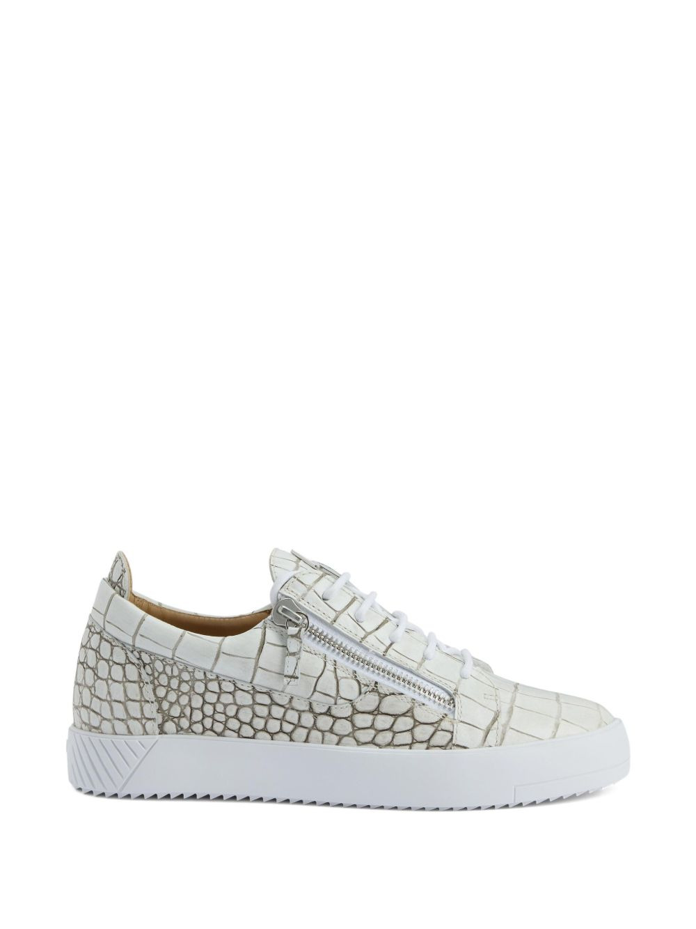 Frankie crocodile-effect zip sneakers - 5