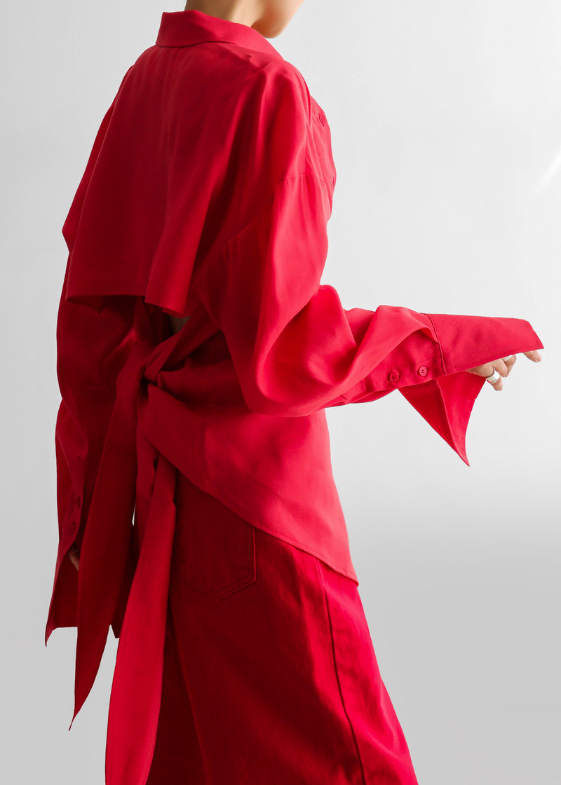 Velia Cut-Out Back Shirt - Red 10