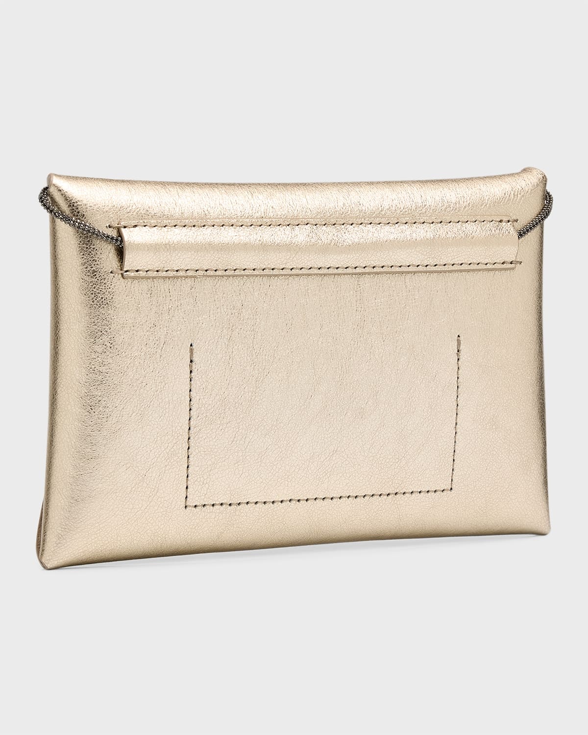 Envelope Flap Metallic Leather Clutch Bag - 6