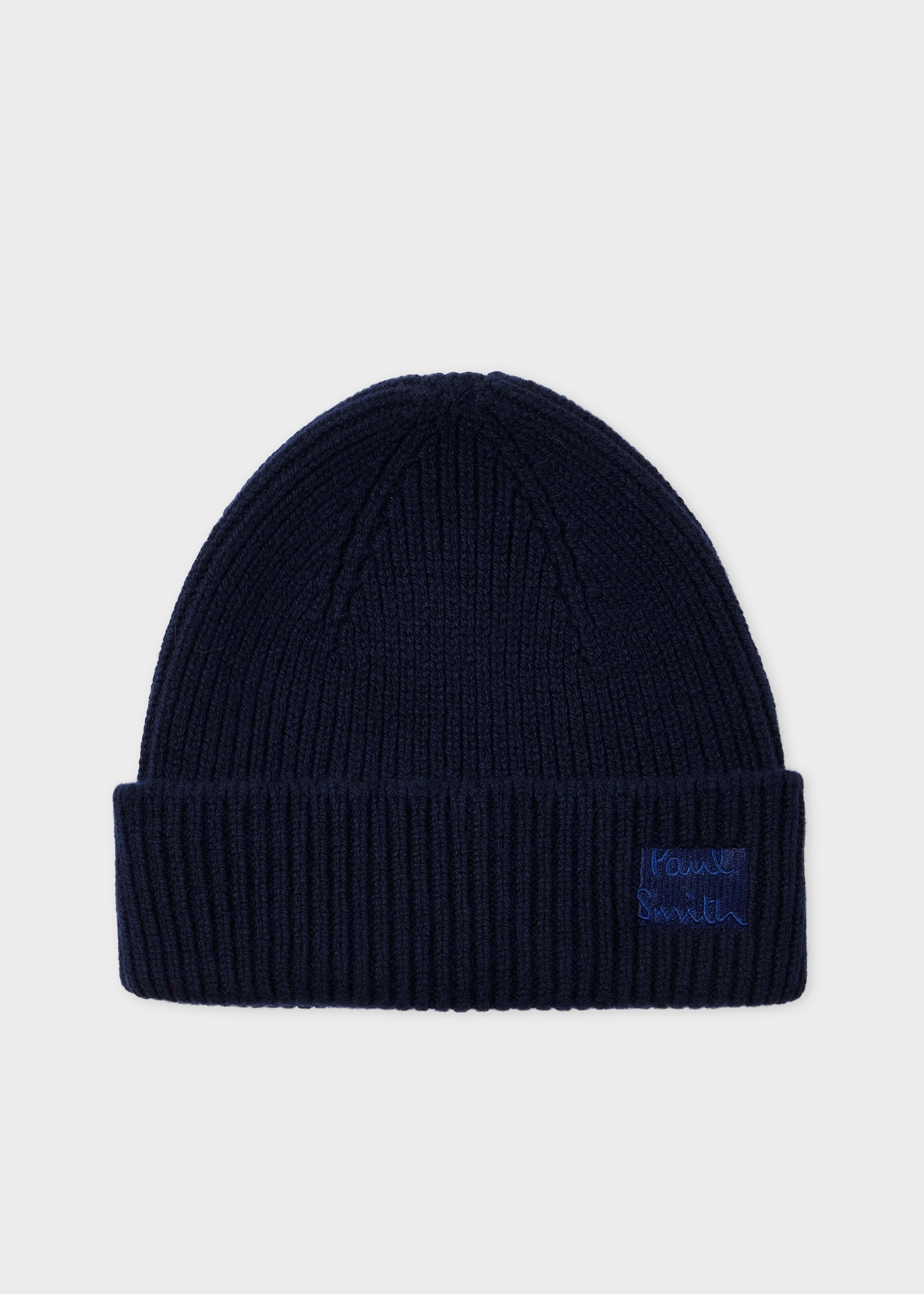 Navy Cashmere-Blend Beanie - 1
