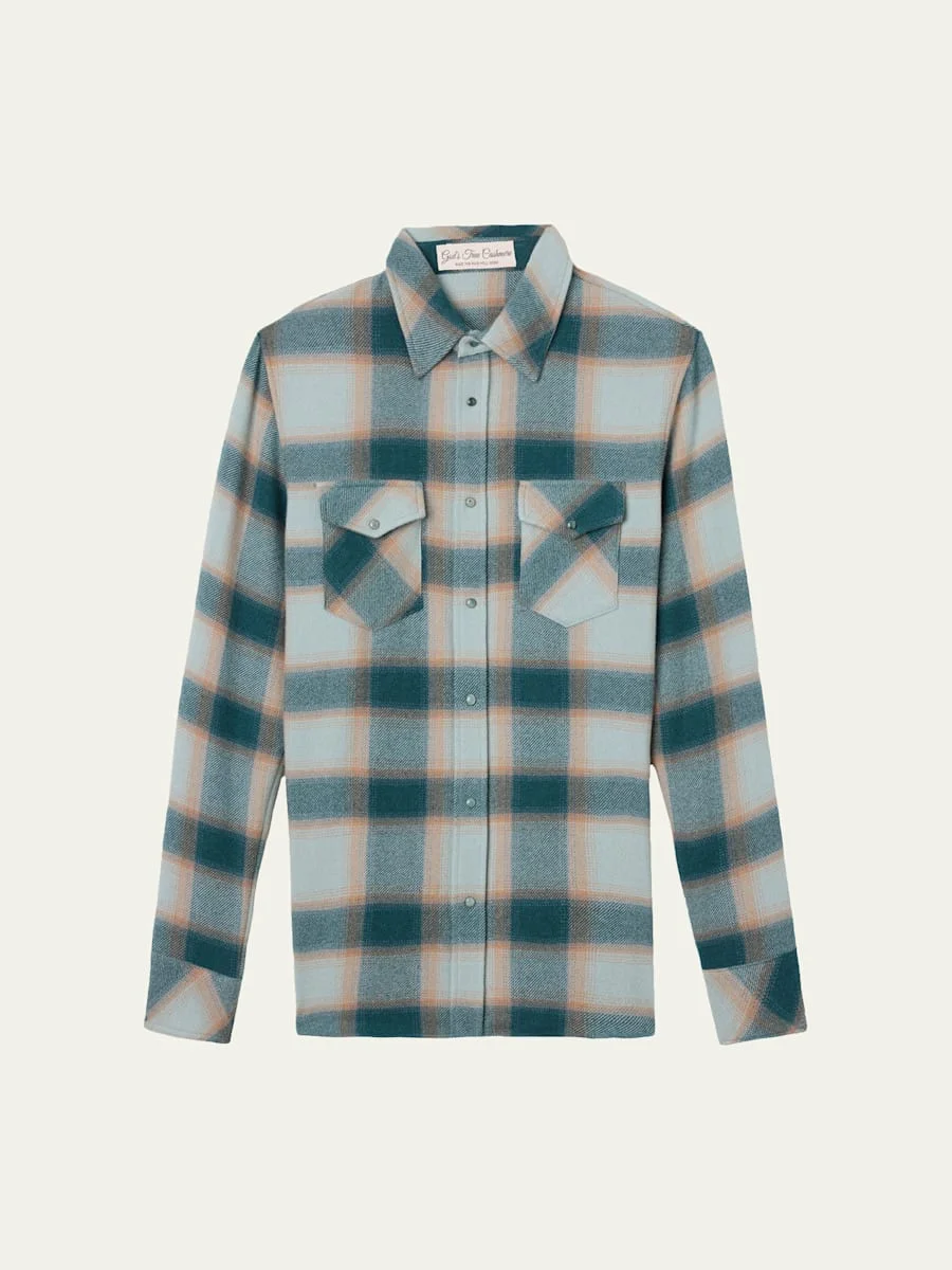 Cashmere Plaid Two-Pocket Button-Down Shirt - 1