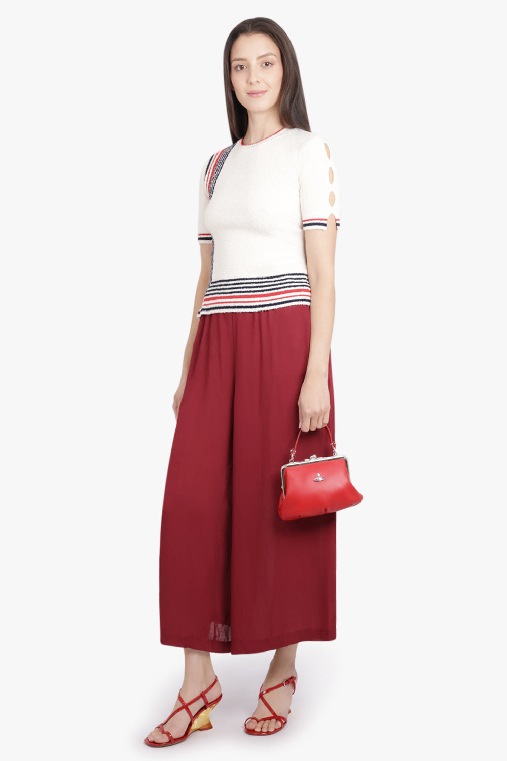 WIDE LEG SHEER CROP PANT | BURGUNDY - 2
