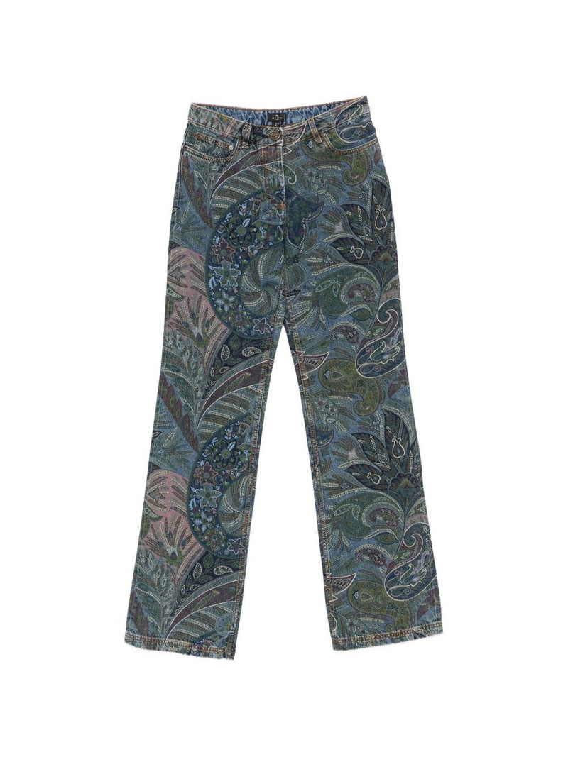 Floral print flared jeans 1
