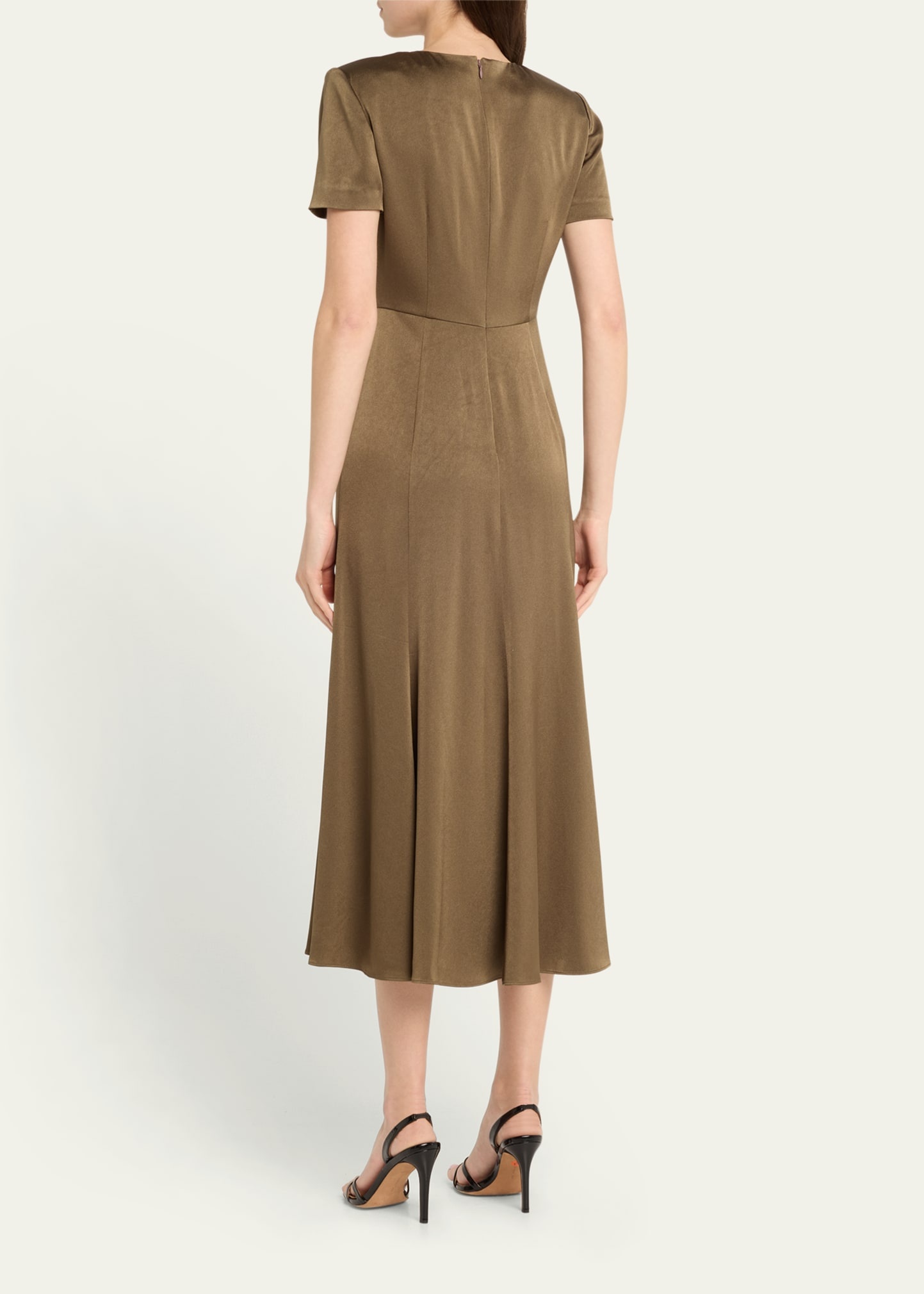 Draped Satin Crepe Midi Dress - 3