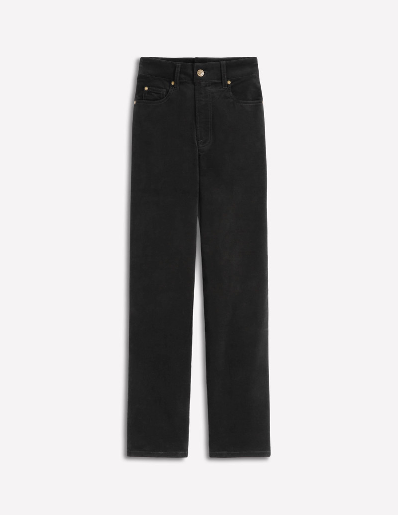 Velveteen Straight Jeans-Black 1