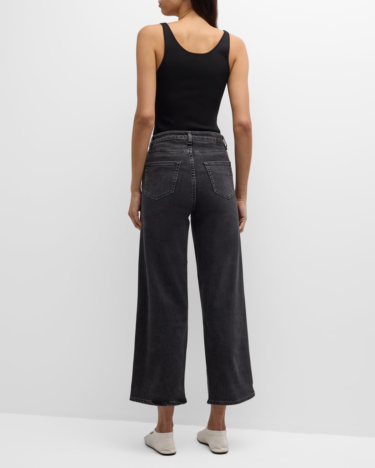 High-Rise Flare Crop Denim Pants - 4