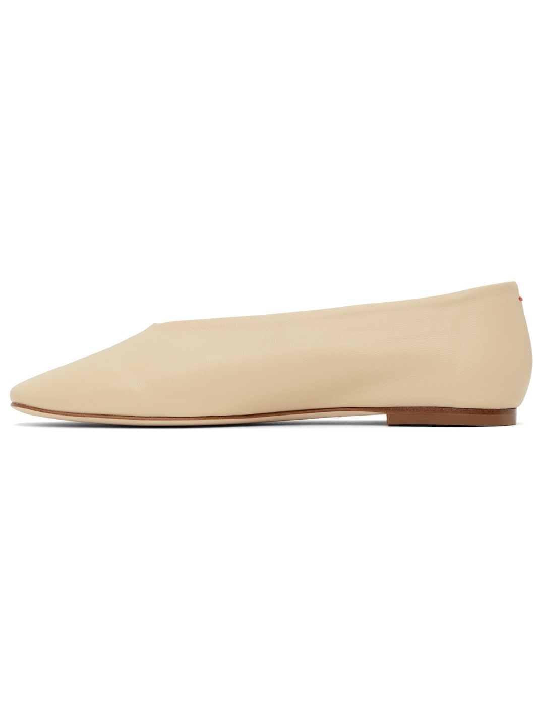 Beige Kirsten Leather Ballerina Flats - 3