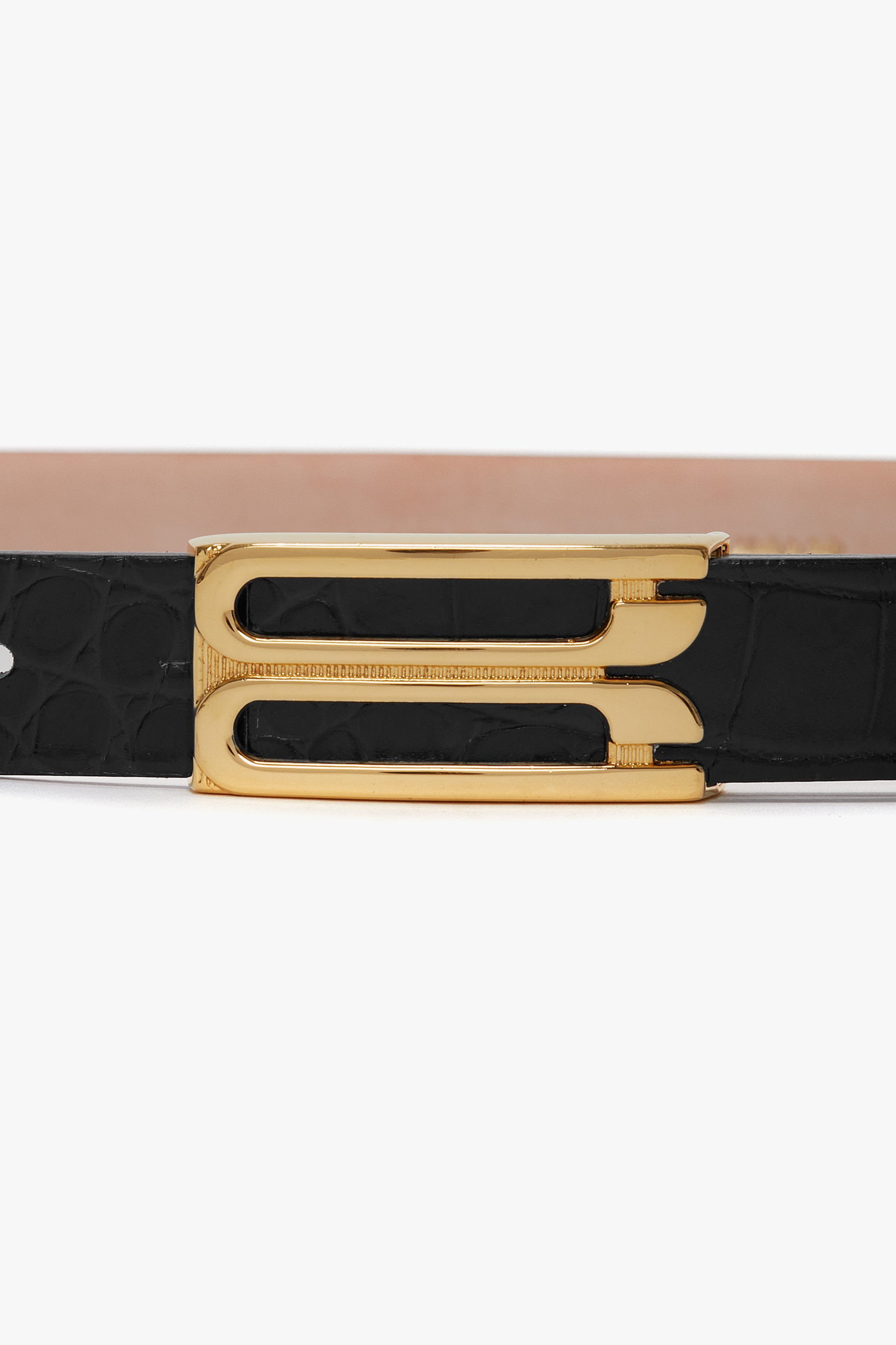 Frame Belt In Black Croc Embossed Calf Leather - 4