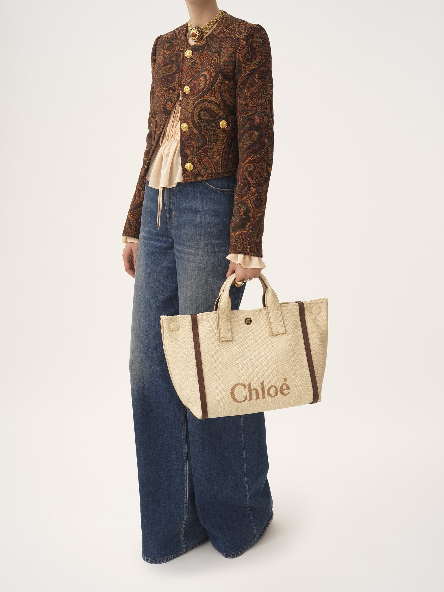 CHLOÉ CARRY TOTE BAG IN RAFFIA-EFFECT FIBERS - 7