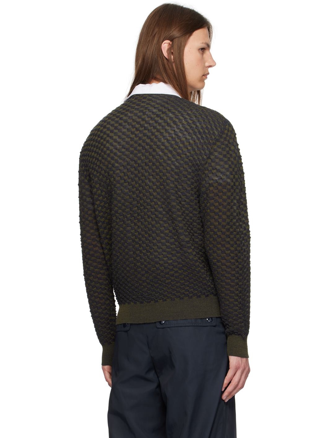 Navy & Green Honeycomb Sweater - 3
