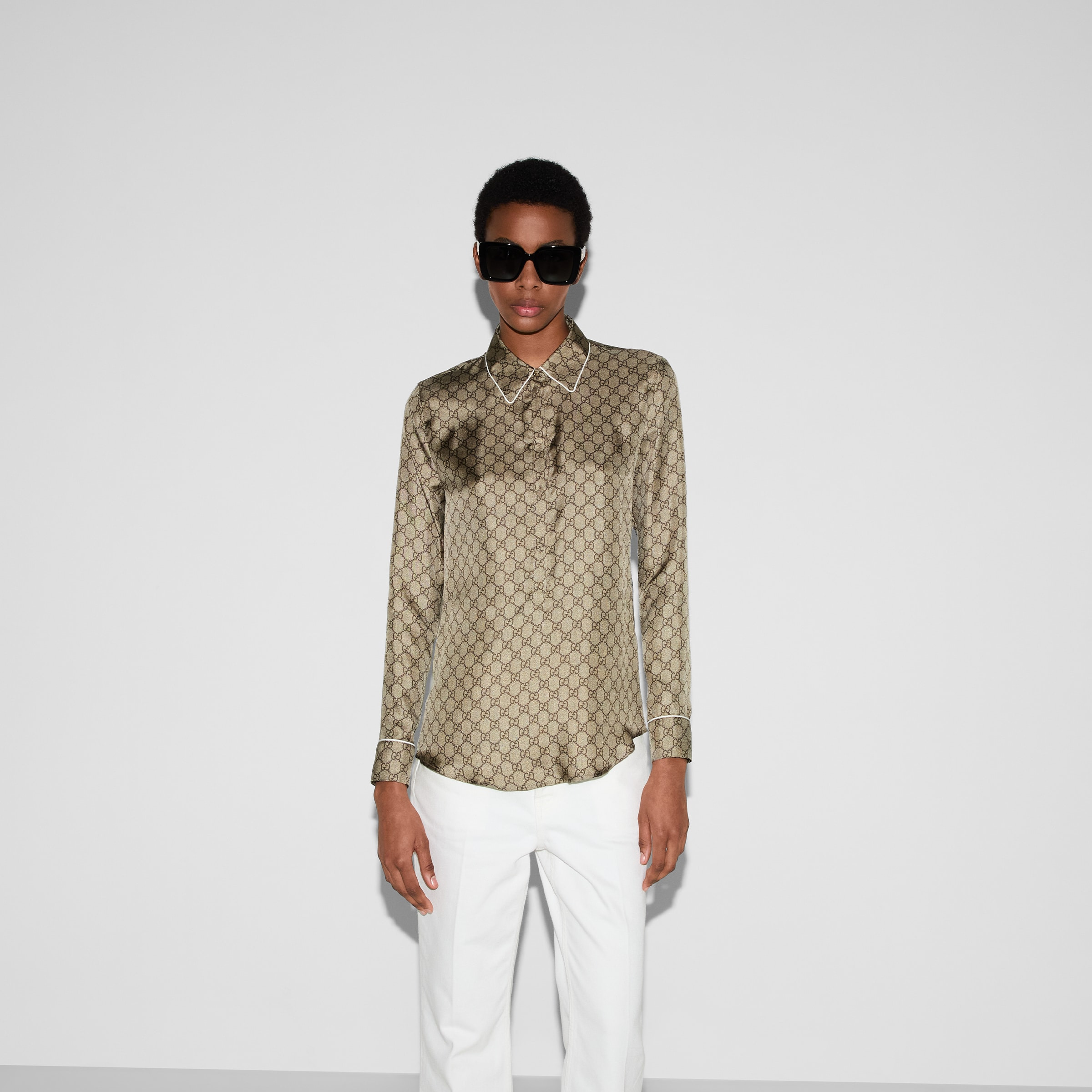 Printed silk twill shirt - 3