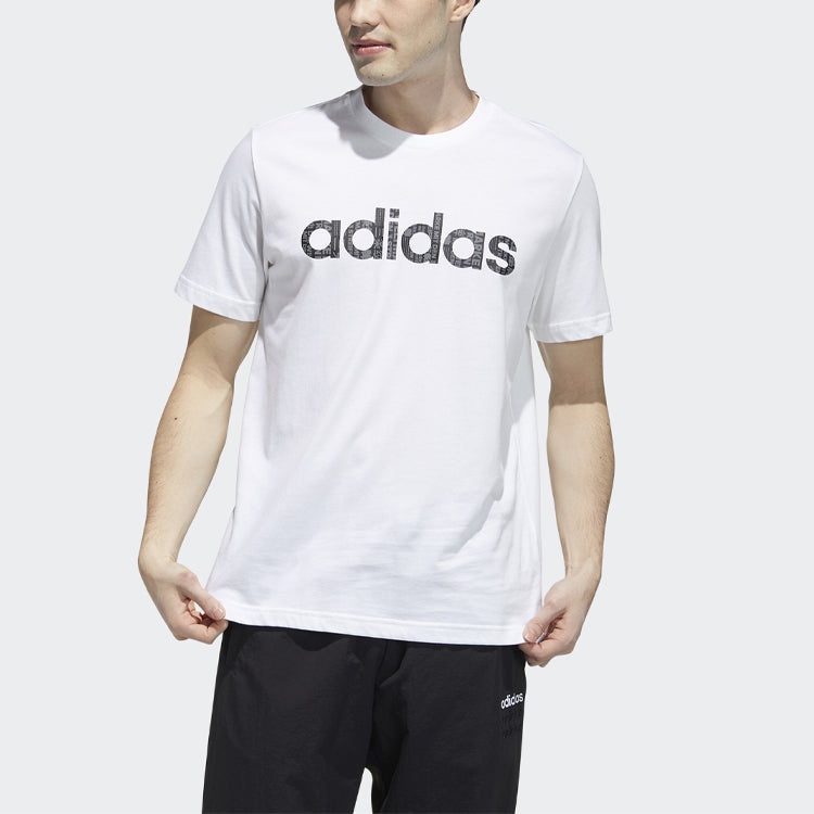 Men's adidas neo Logo Alphabet Printing Sports Short Sleeve White T-Shirt GP4880 - 2