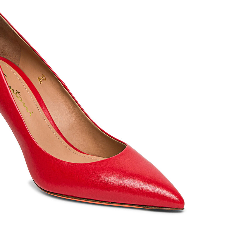 Women's red leather high-heel pump 5