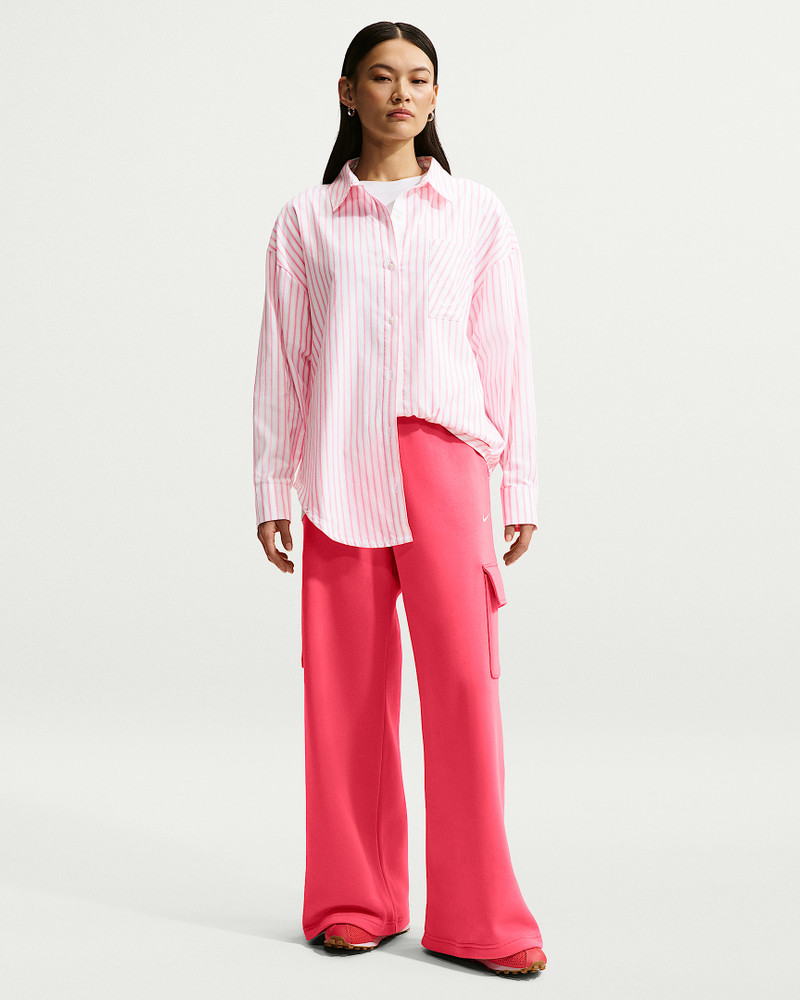Nike Sportswear Chill Poplin Women's Oversized Woven Long-Sleeve Striped Top 4