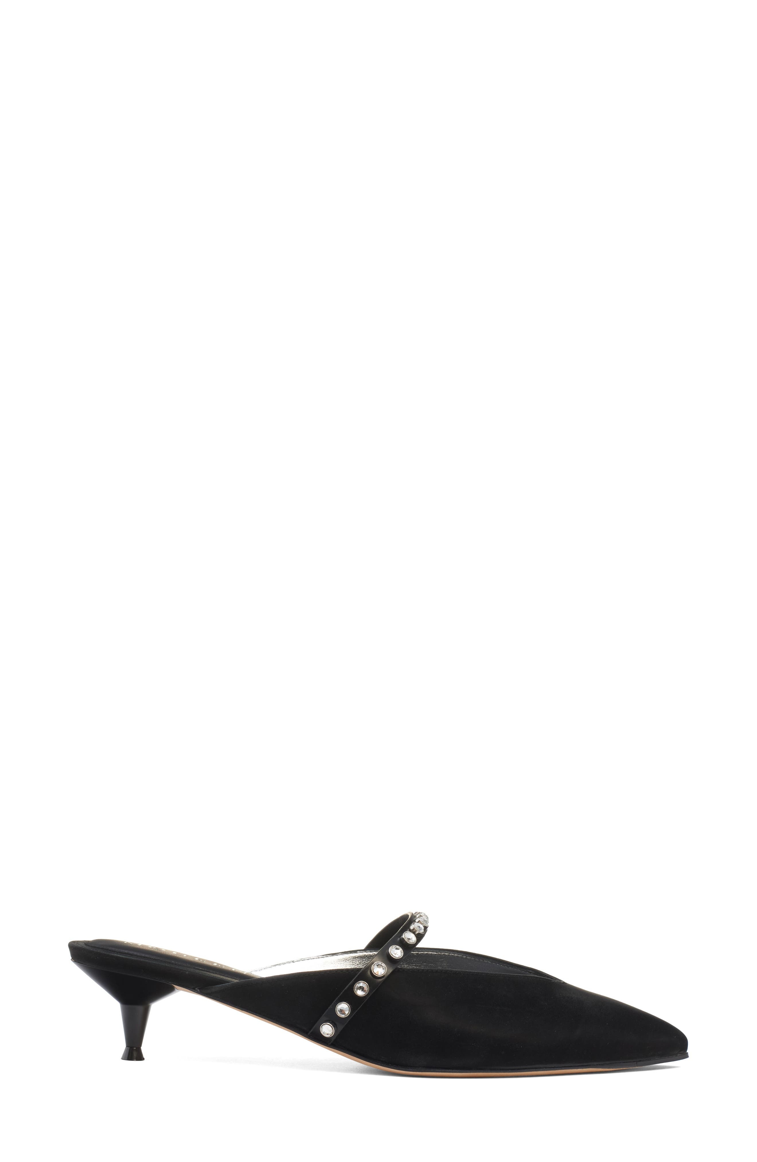 McQueen Stud Pointed Toe Mary Jane Mule in Black/Black/Silver at Nordstrom - 3