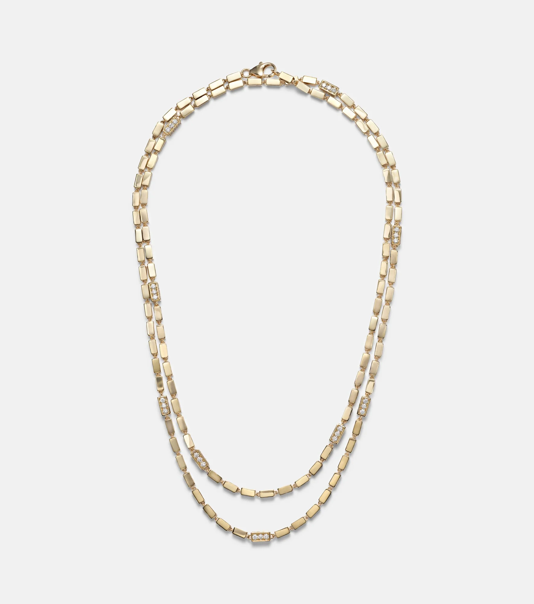Block-Chain 18kt gold chain necklace with diamonds - 1