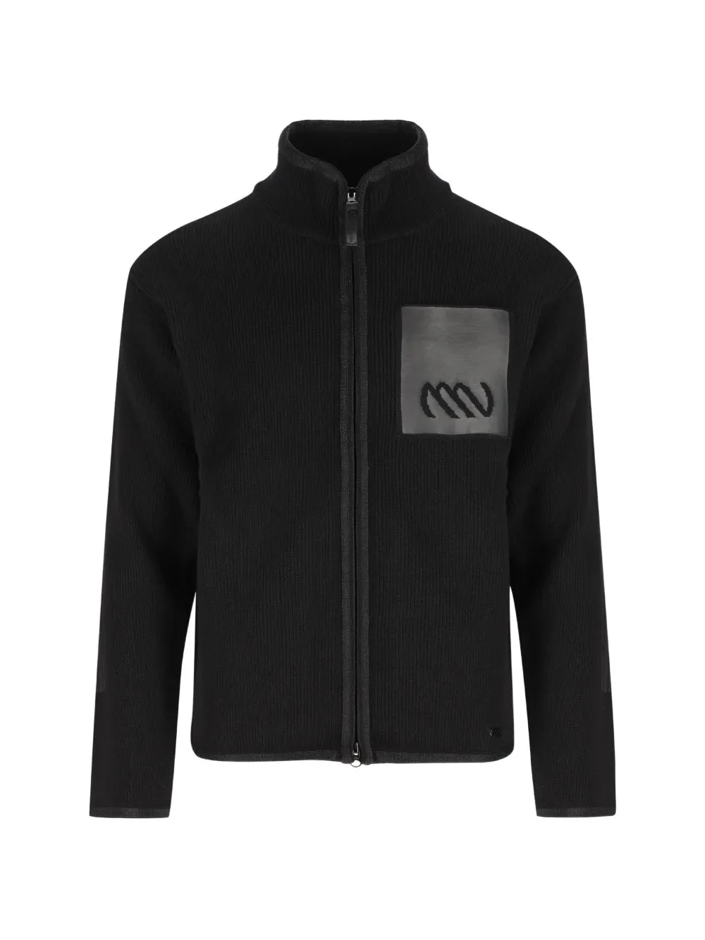 LOGO-PATCH RIBBED-KNIT CARDIGAN - 1