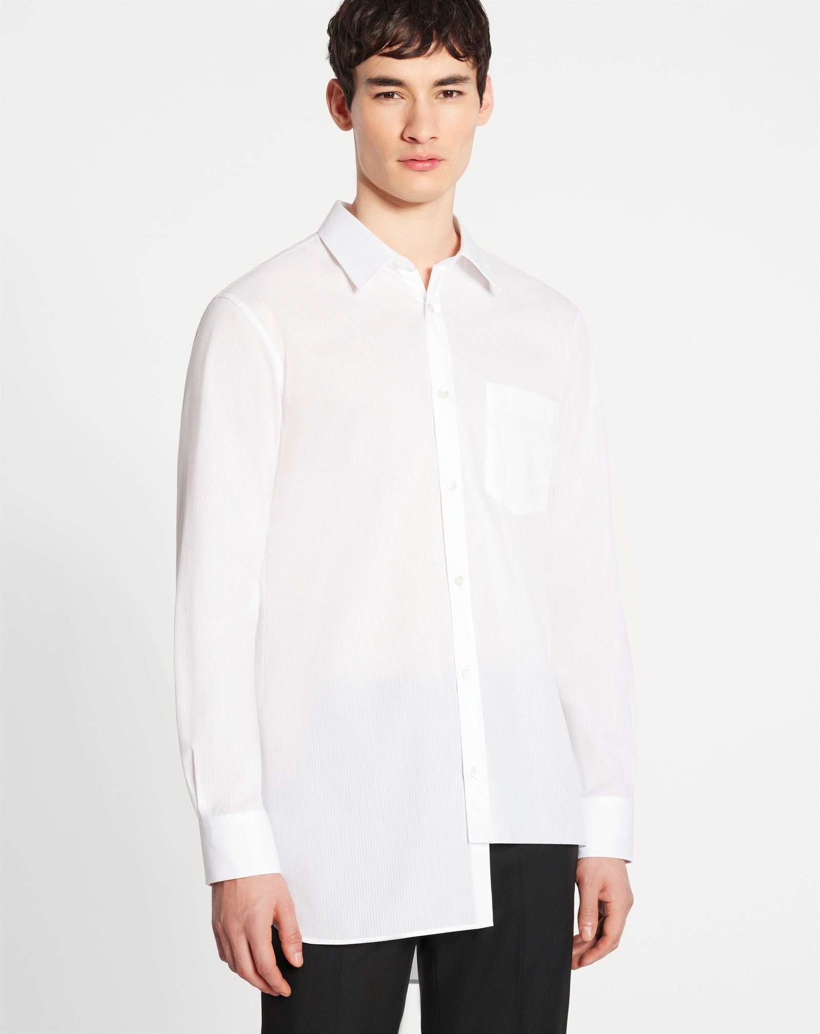 ASYMMETRICAL SHIRT WITH TONE-ON-TONE STRIPES - 4