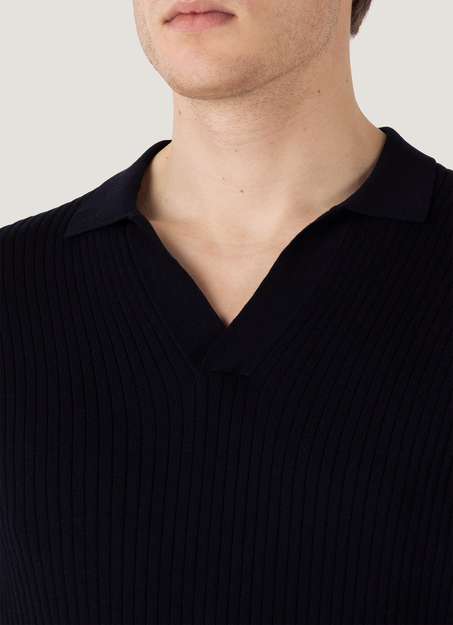 Fine Rib Silk Cotton Polo Shirt - 6