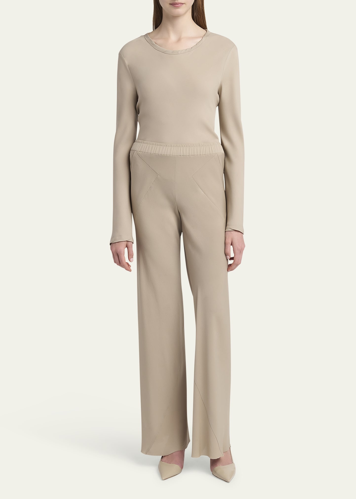 Triple Silk Georgette Flat Front Trousers - 2