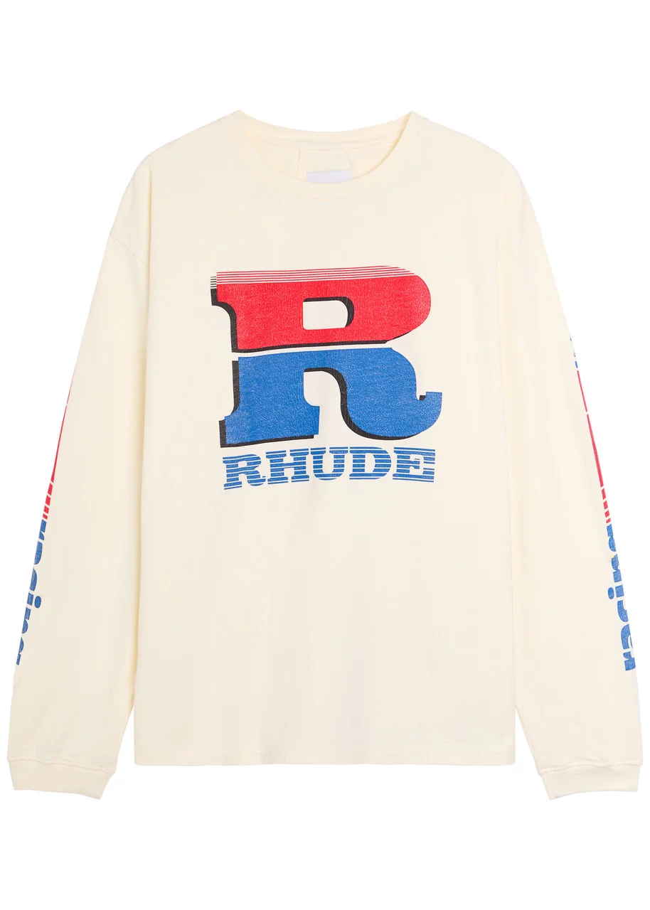 Rhude Split Petrol Logo-print Cotton T-shirt - 1