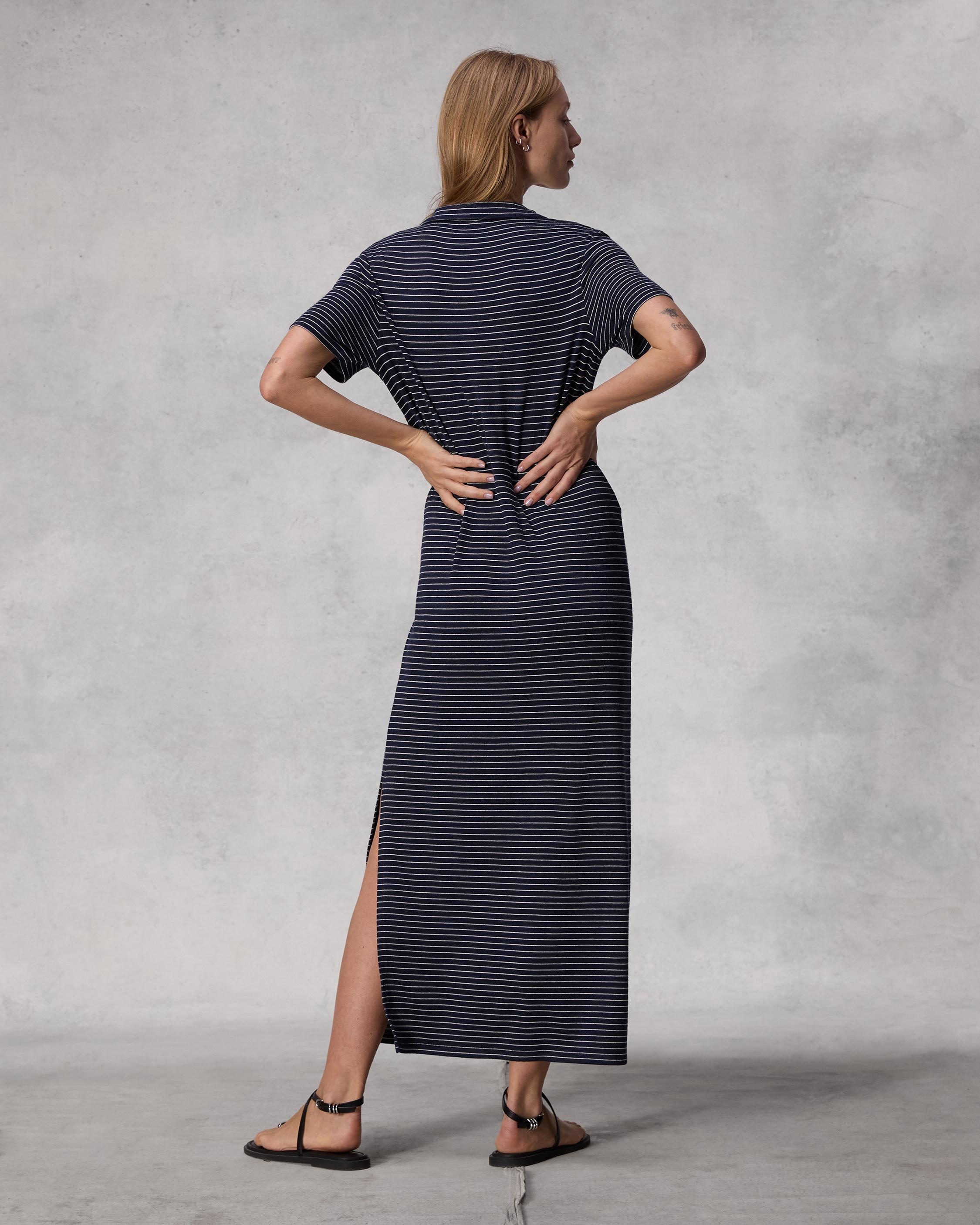The Knit Striped Polo Dress
Midi - 4
