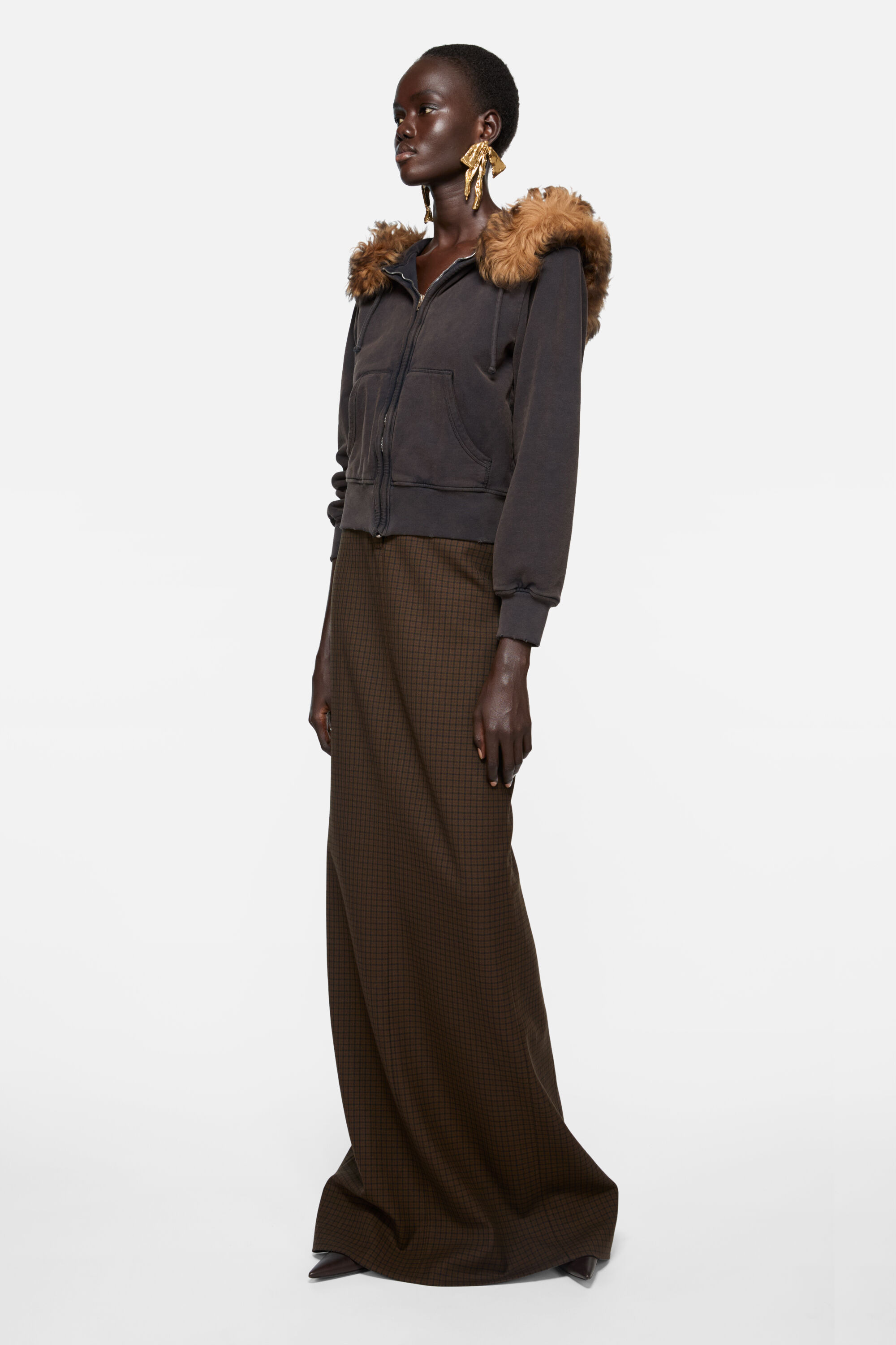 Hooded zipper sweater - Rust brown - 2