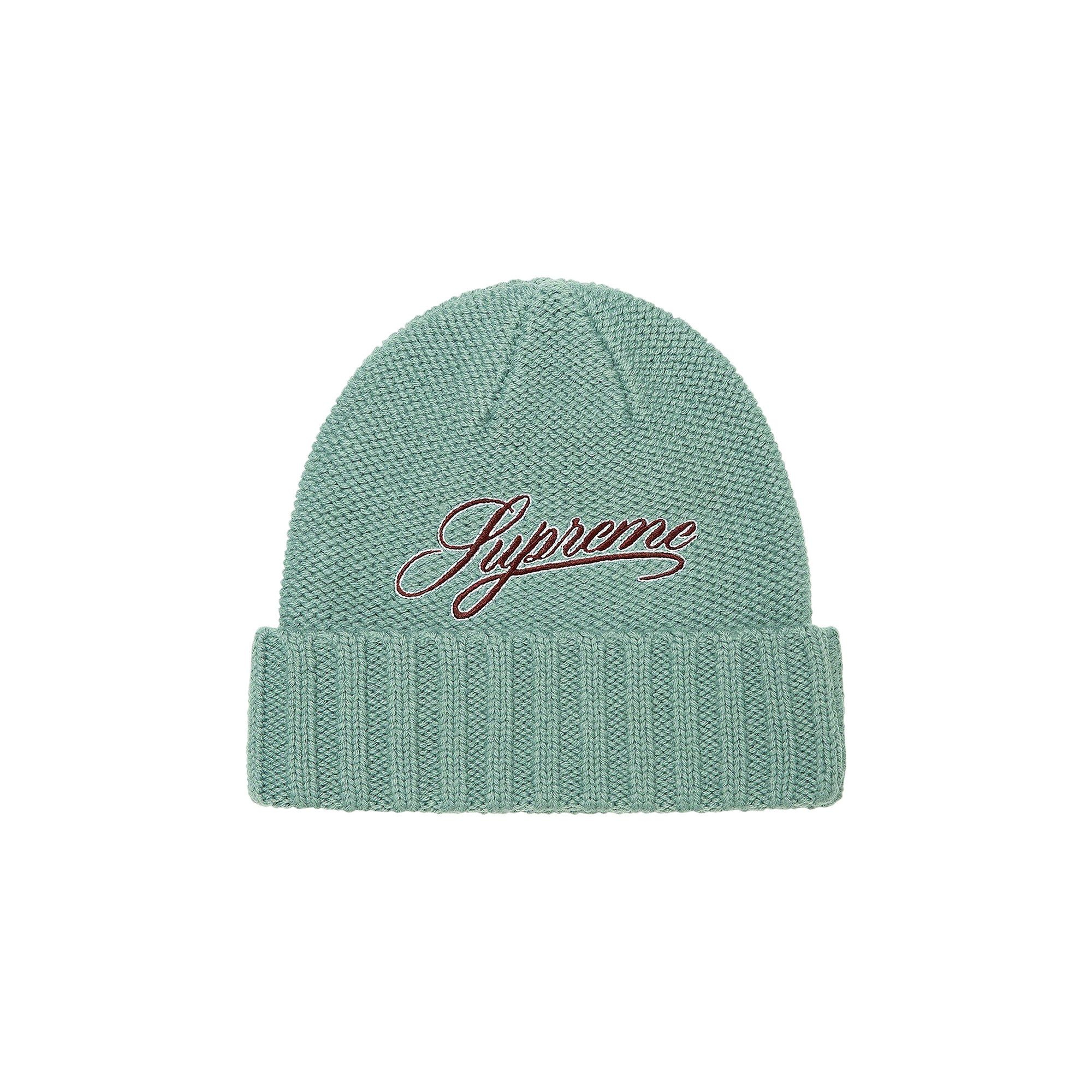 Supreme Script Logo Beanie 'Olive' - 1