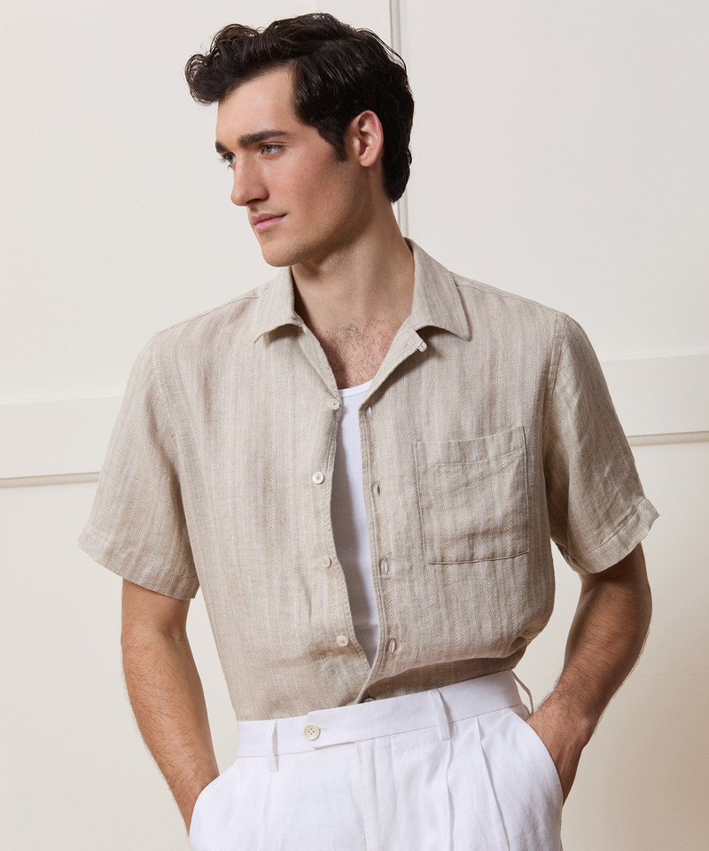 TODD SNYDER Textured Linen Capri Shirt outlook