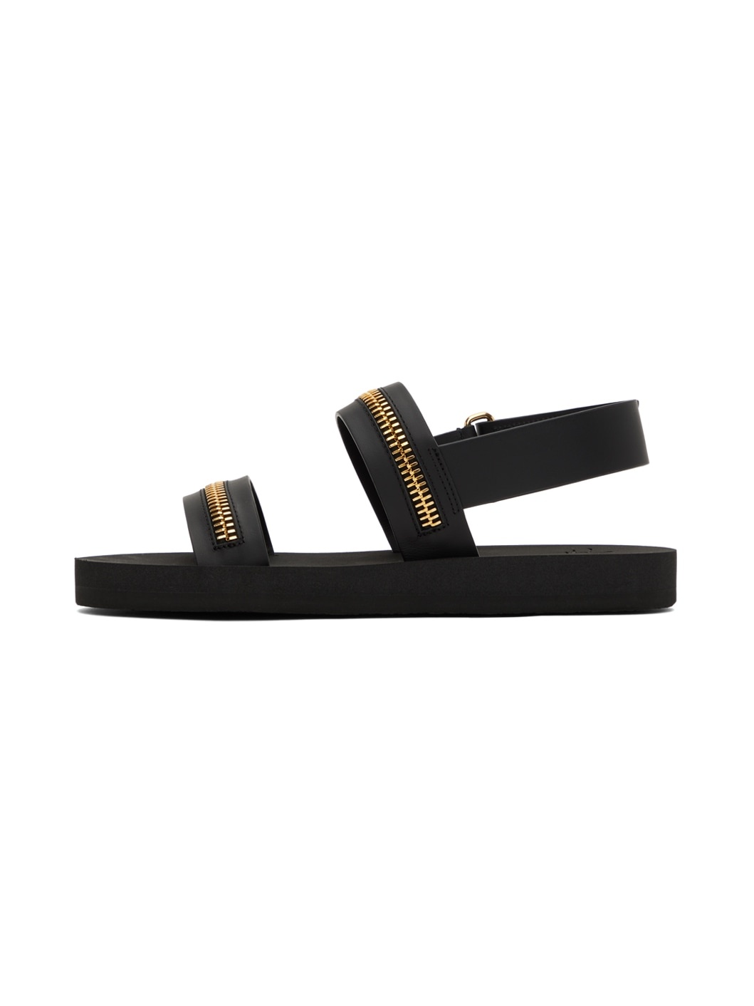 Black Zip Sandals - 3
