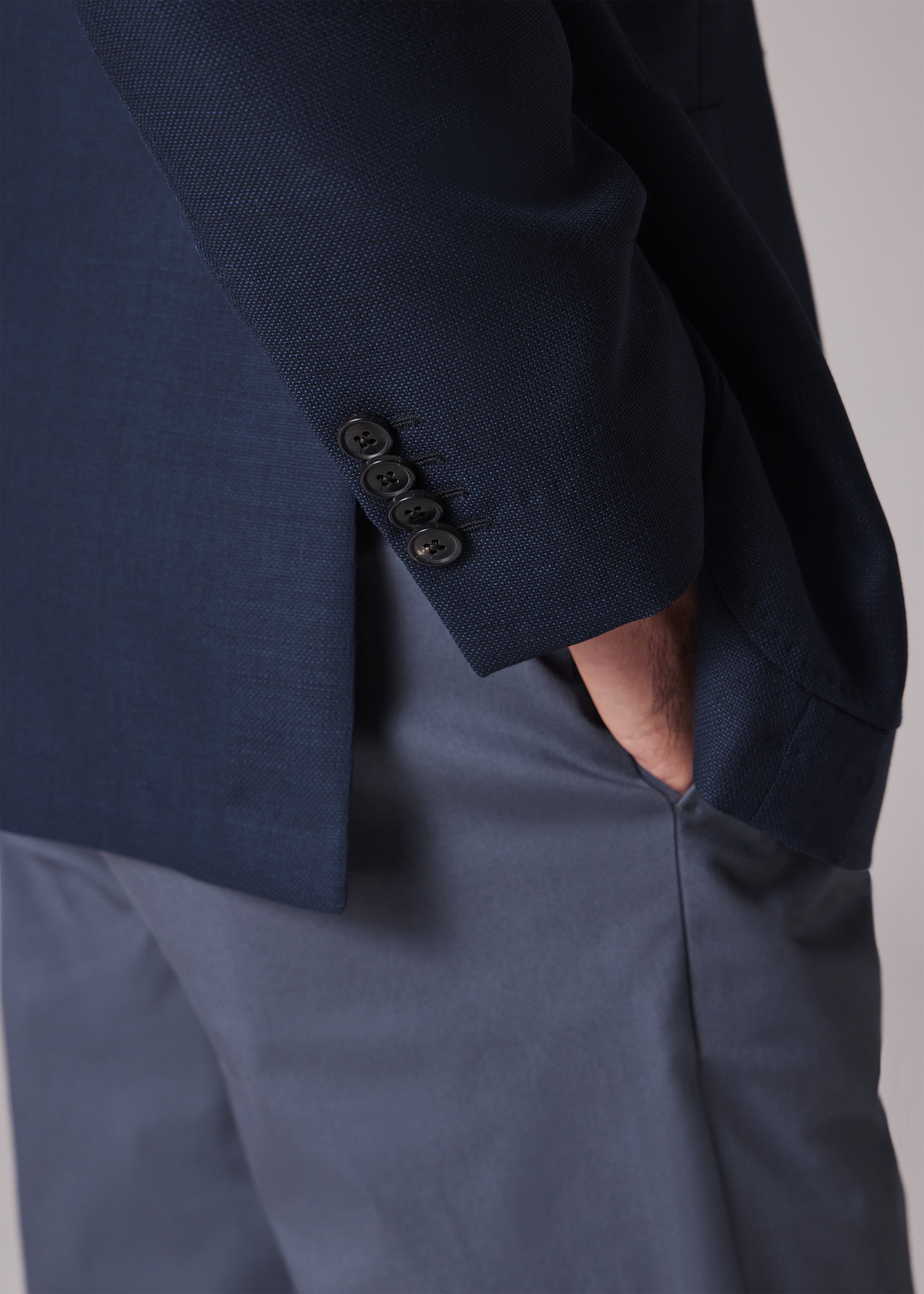 Tailored-Fit Navy Wool Hopsack Buggy-Lined Blazer - 9