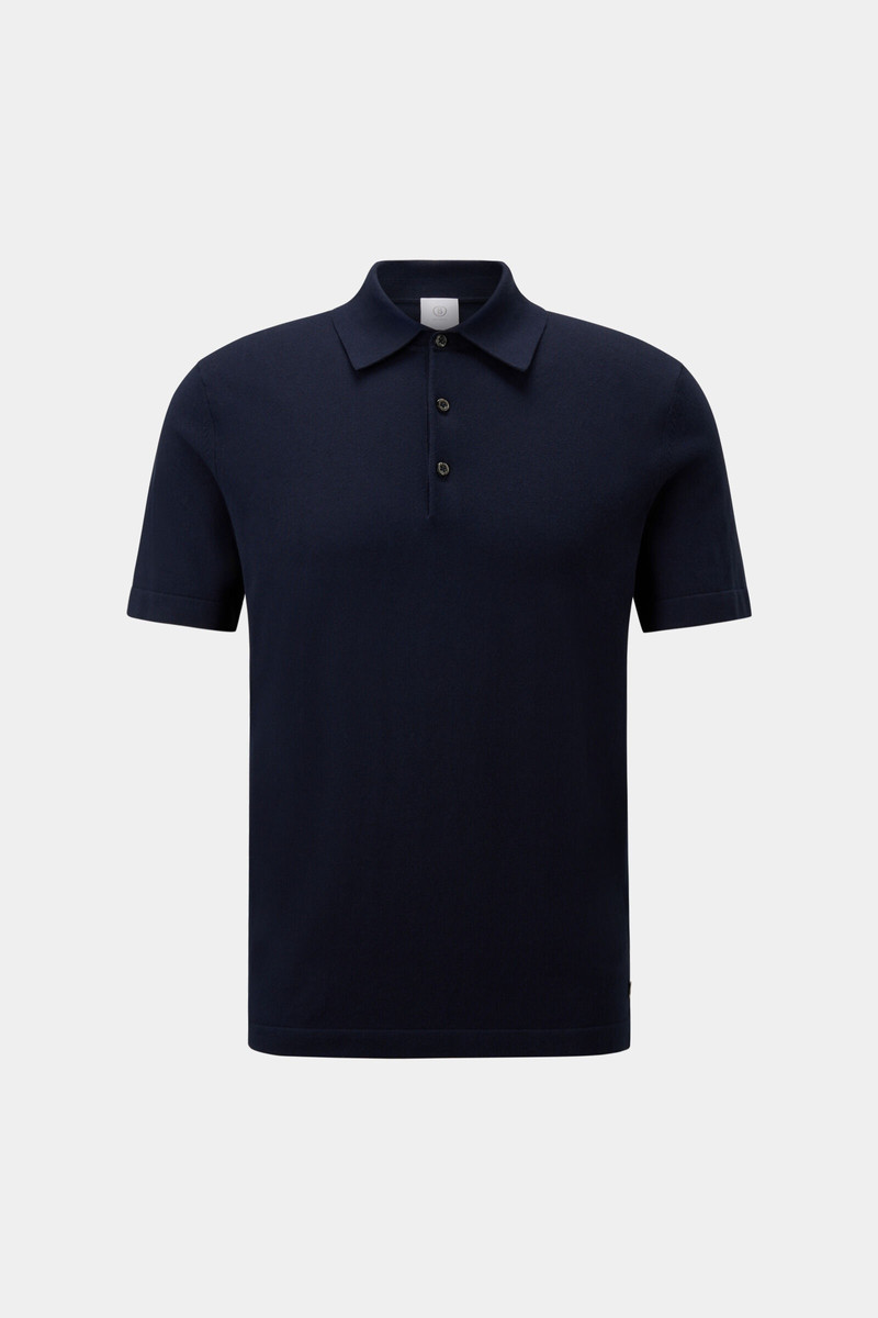 Laine knitted polo shirt in Navy blue 1