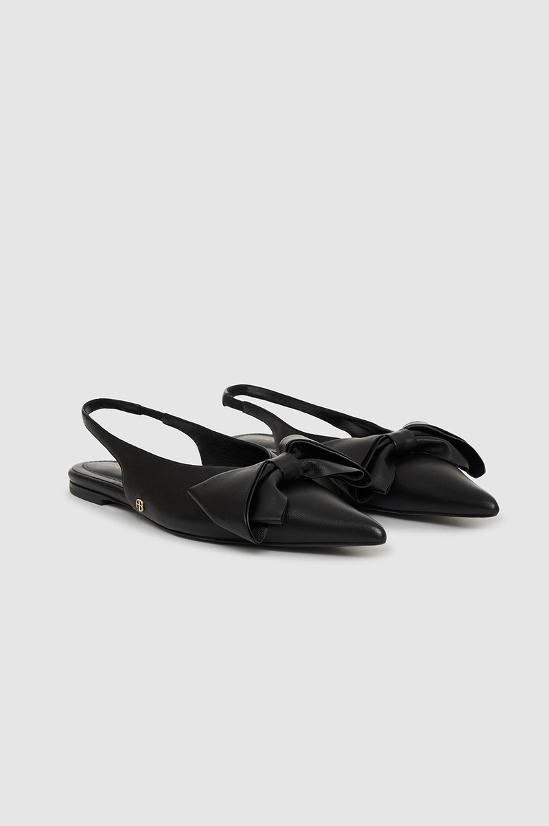 Nina Slingback Flats With Bow - Black 4