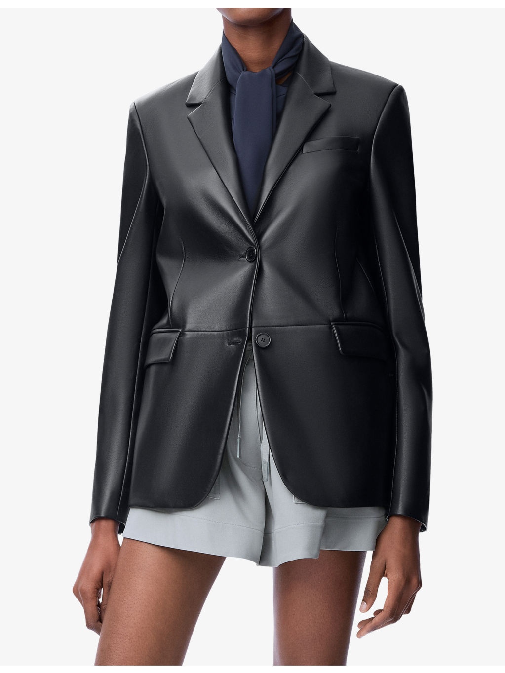 Tailored Split-Back Leather Blazer - 3