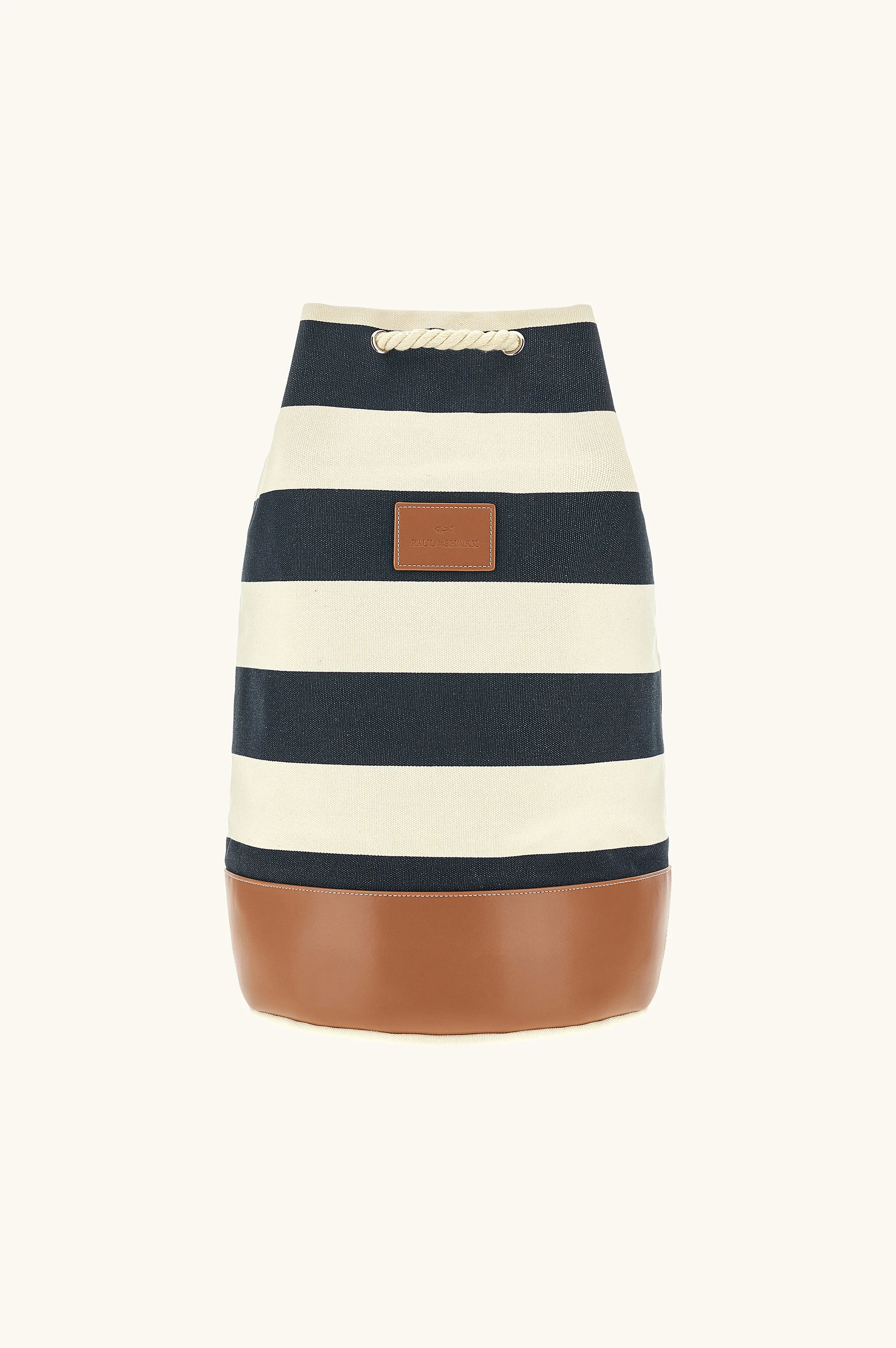 STRIPED CANVAS BAG WITH LEATHER DETAILS - 1