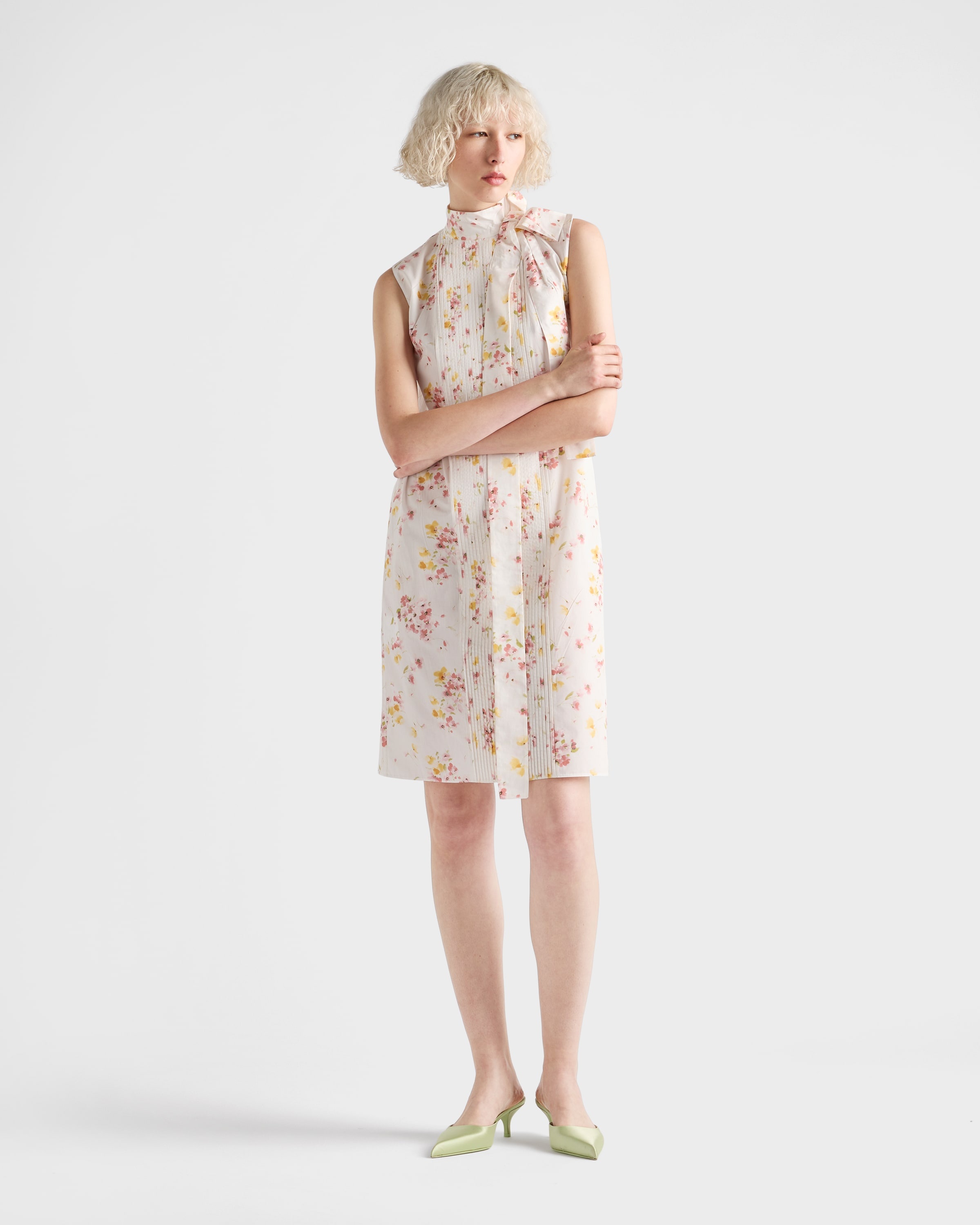Pleated floral-print poplin dress - 2