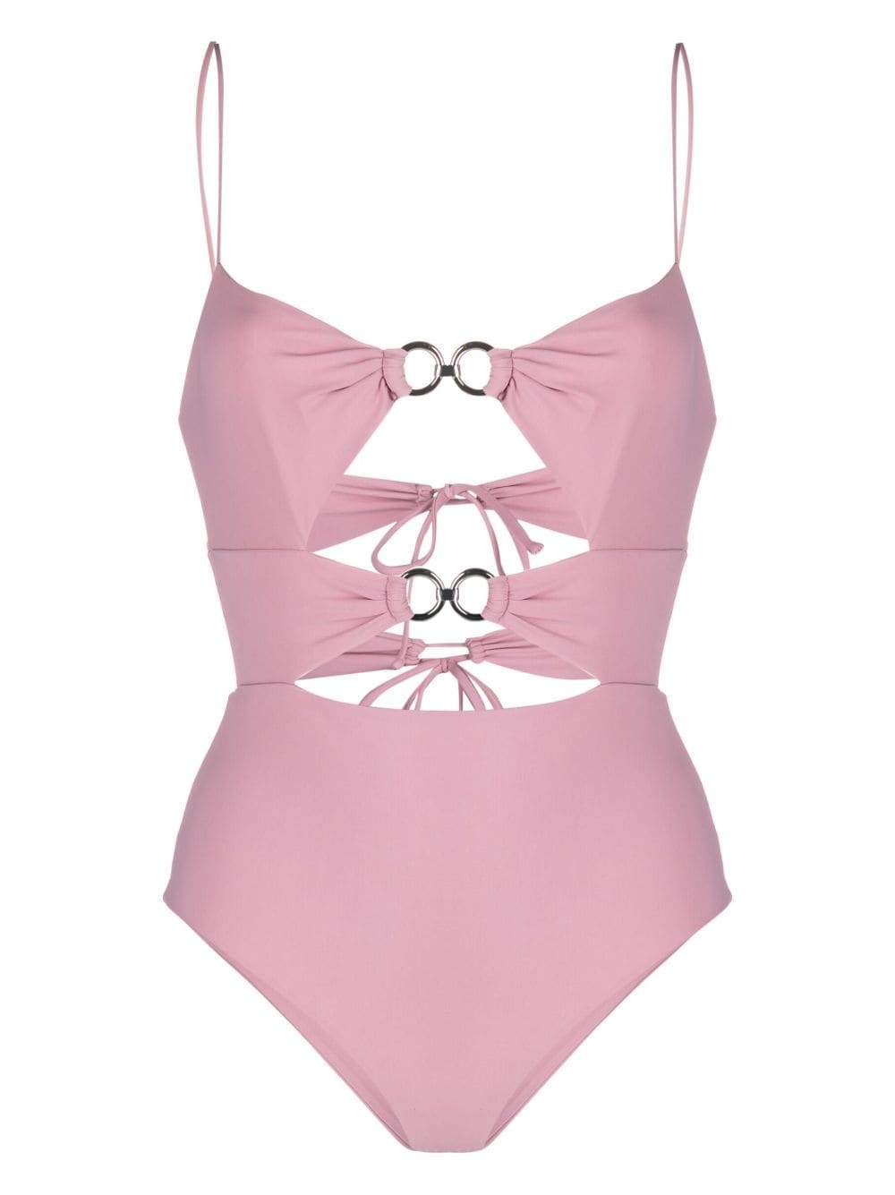 ring-embellished cut-out swimsuit - 1