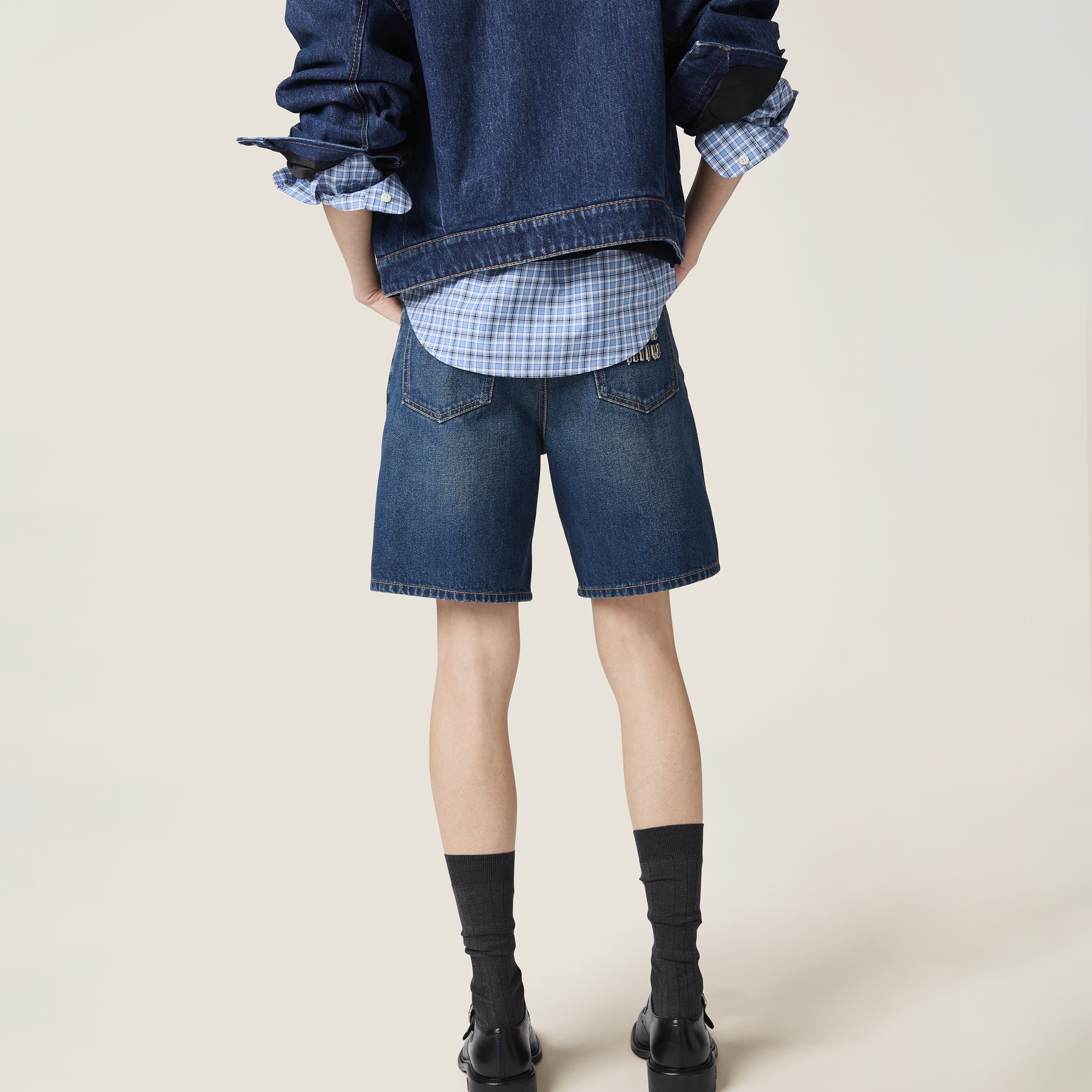 Washed denim Bermudas - 5