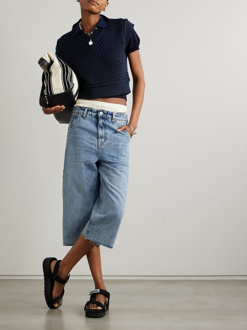 GUEST IN RESIDENCE Cropped open-knit cotton vest Navy outlook