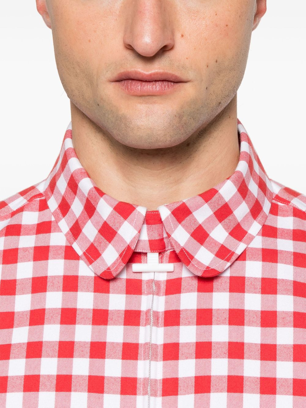 gingham-check flannel shirt - 5