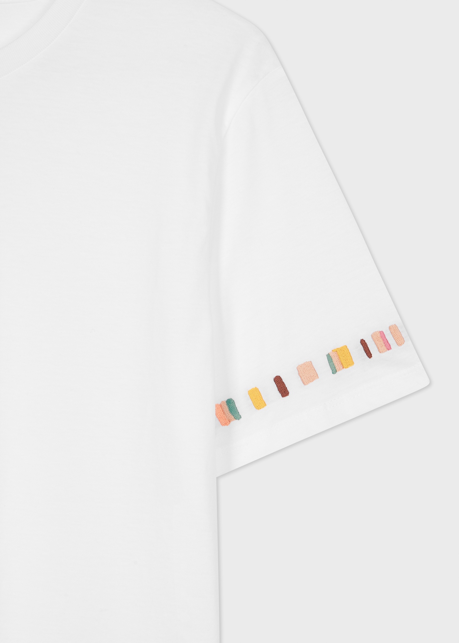 Women's White 'Swirl' Stripe Sleeve Embroidered T-Shirt - 2